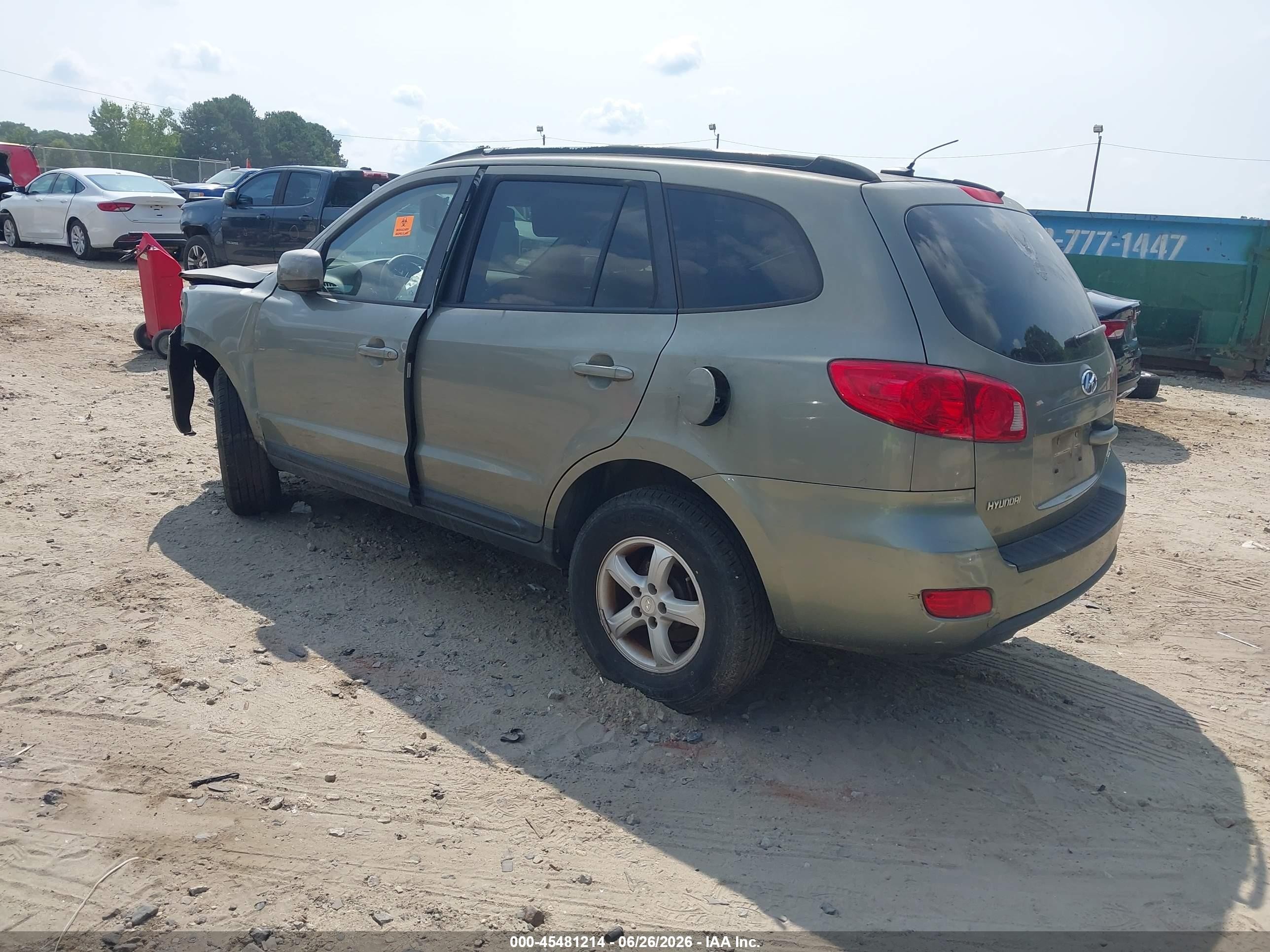 2008 Hyundai Santa Fe Gls Green vin: 5NMSG13D58H187076