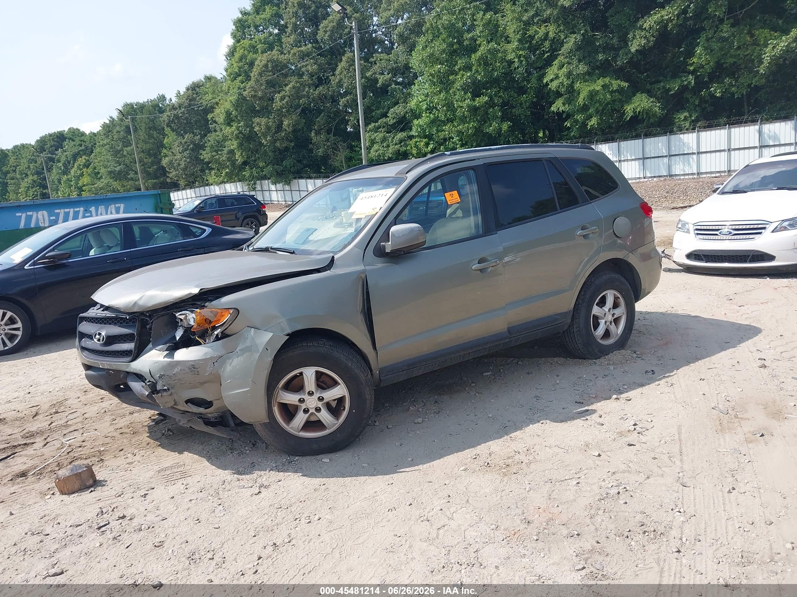 2008 Hyundai Santa Fe Gls Green vin: 5NMSG13D58H187076