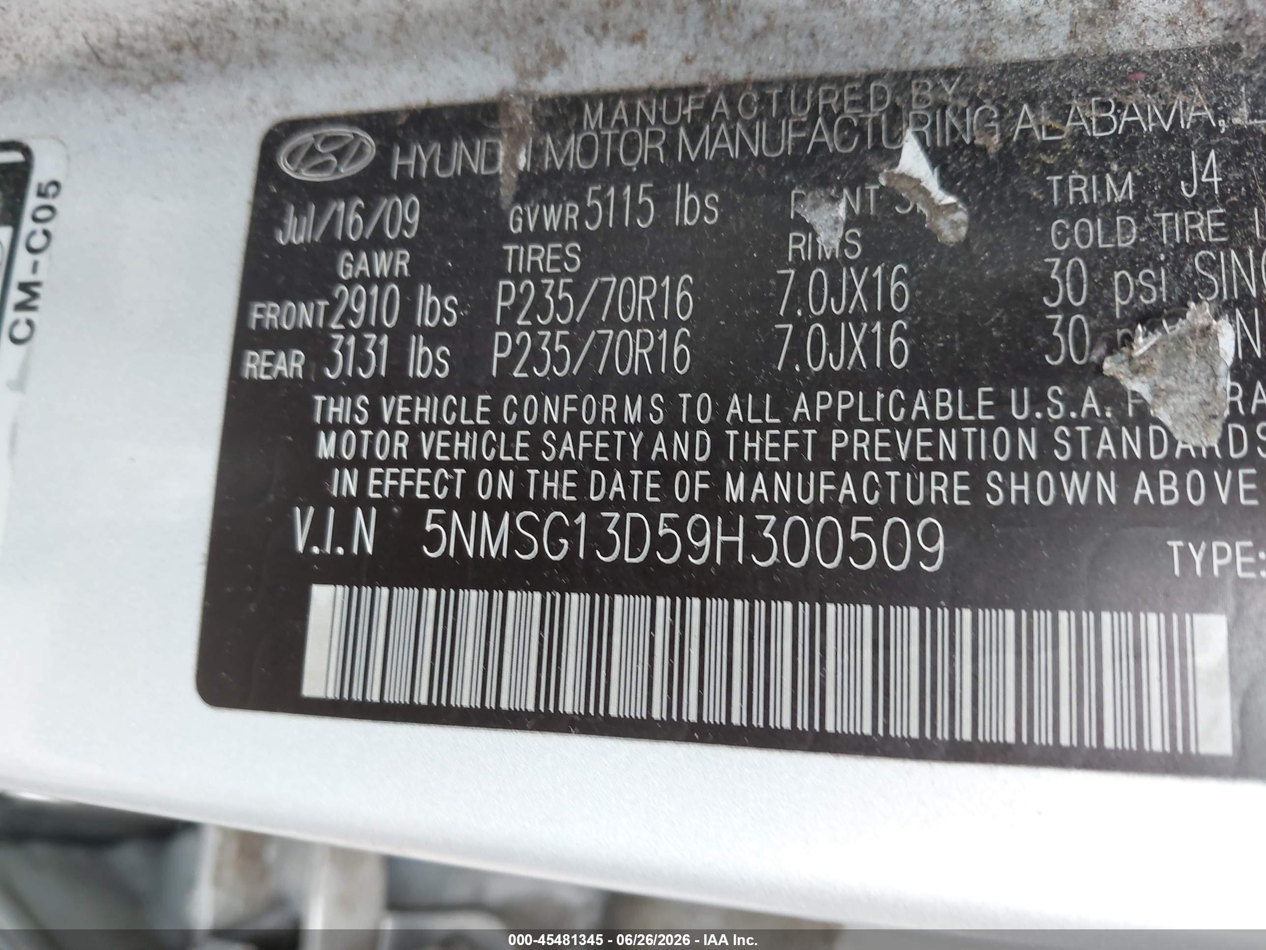 2009 Hyundai Santa Fe Gls Silver vin: 5NMSG13D59H300509
