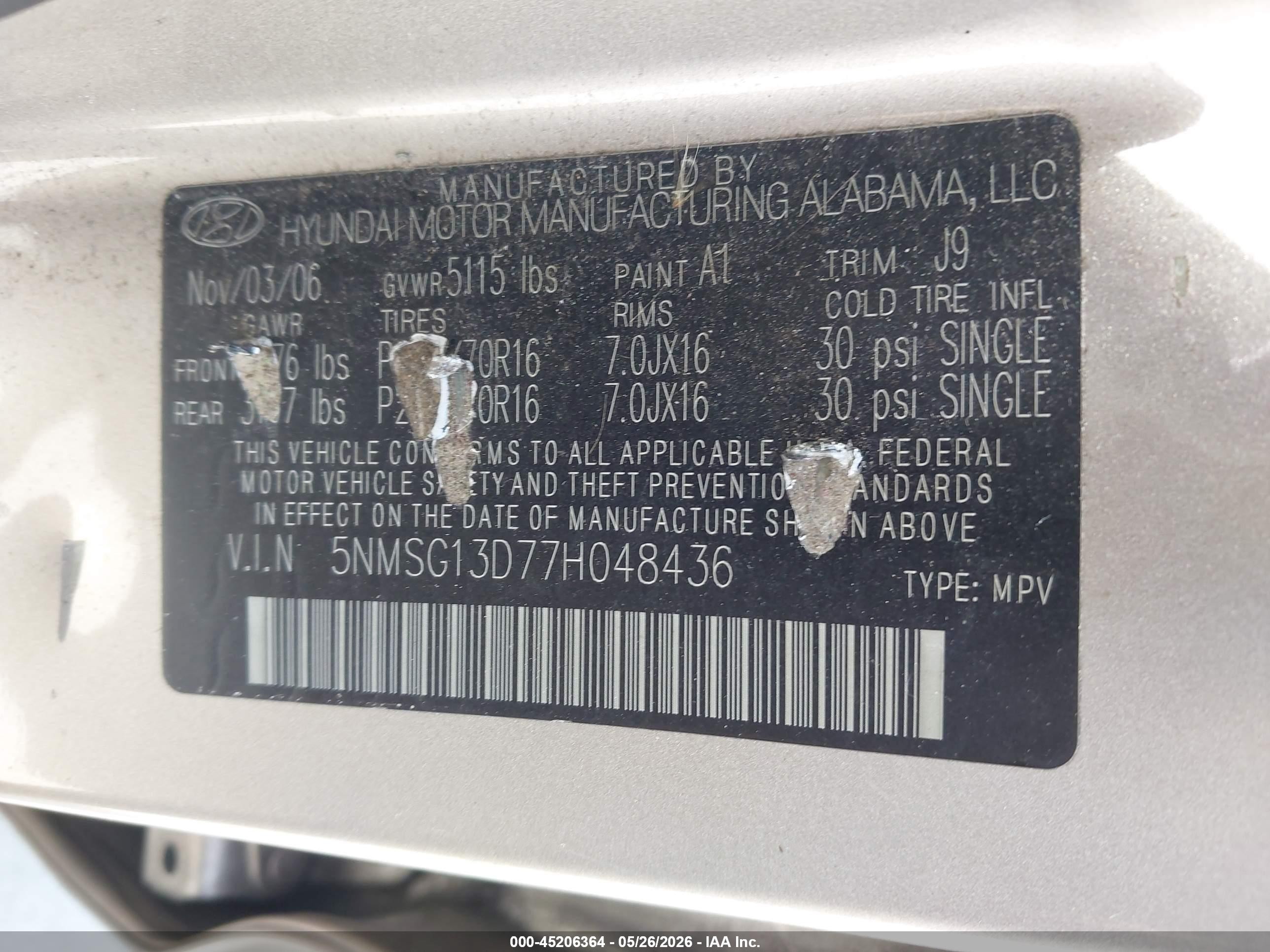 2007 Hyundai Santa Fe Gls Gold vin: 5NMSG13D77H048436