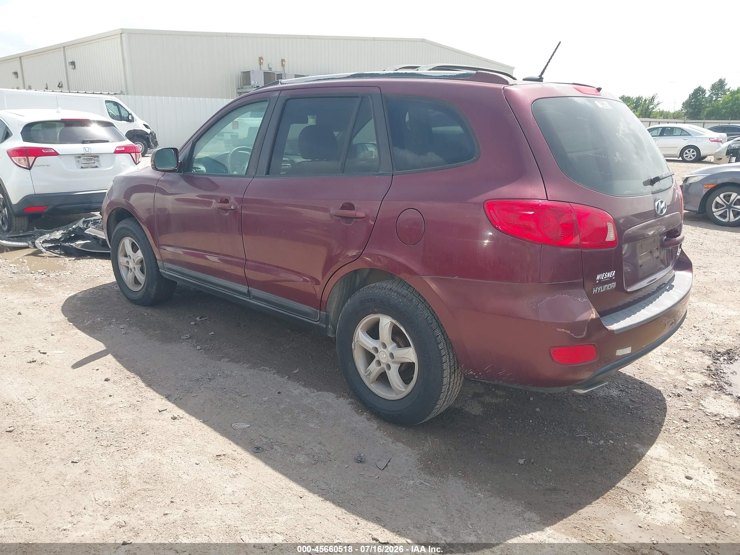 2007 Hyundai Santa Fe Gls Maroon vin: 5NMSG13D87H105842