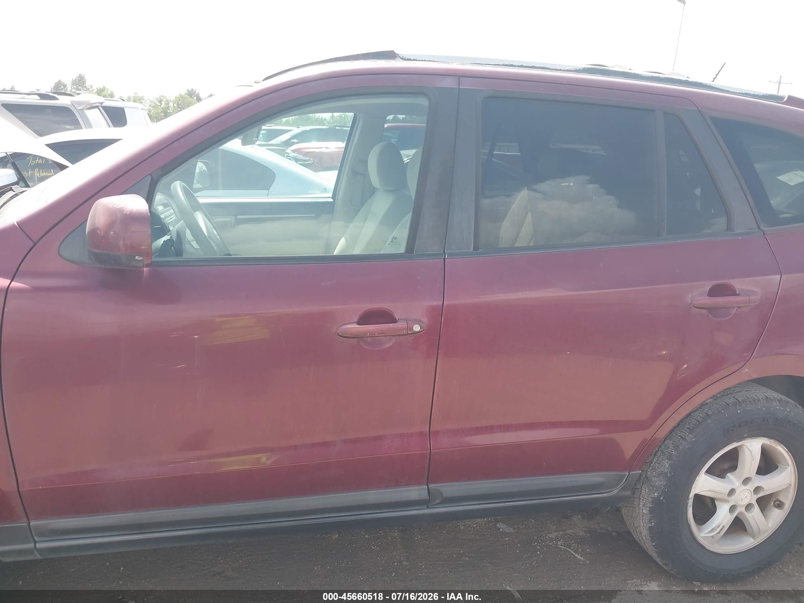 2007 Hyundai Santa Fe Gls Maroon vin: 5NMSG13D87H105842