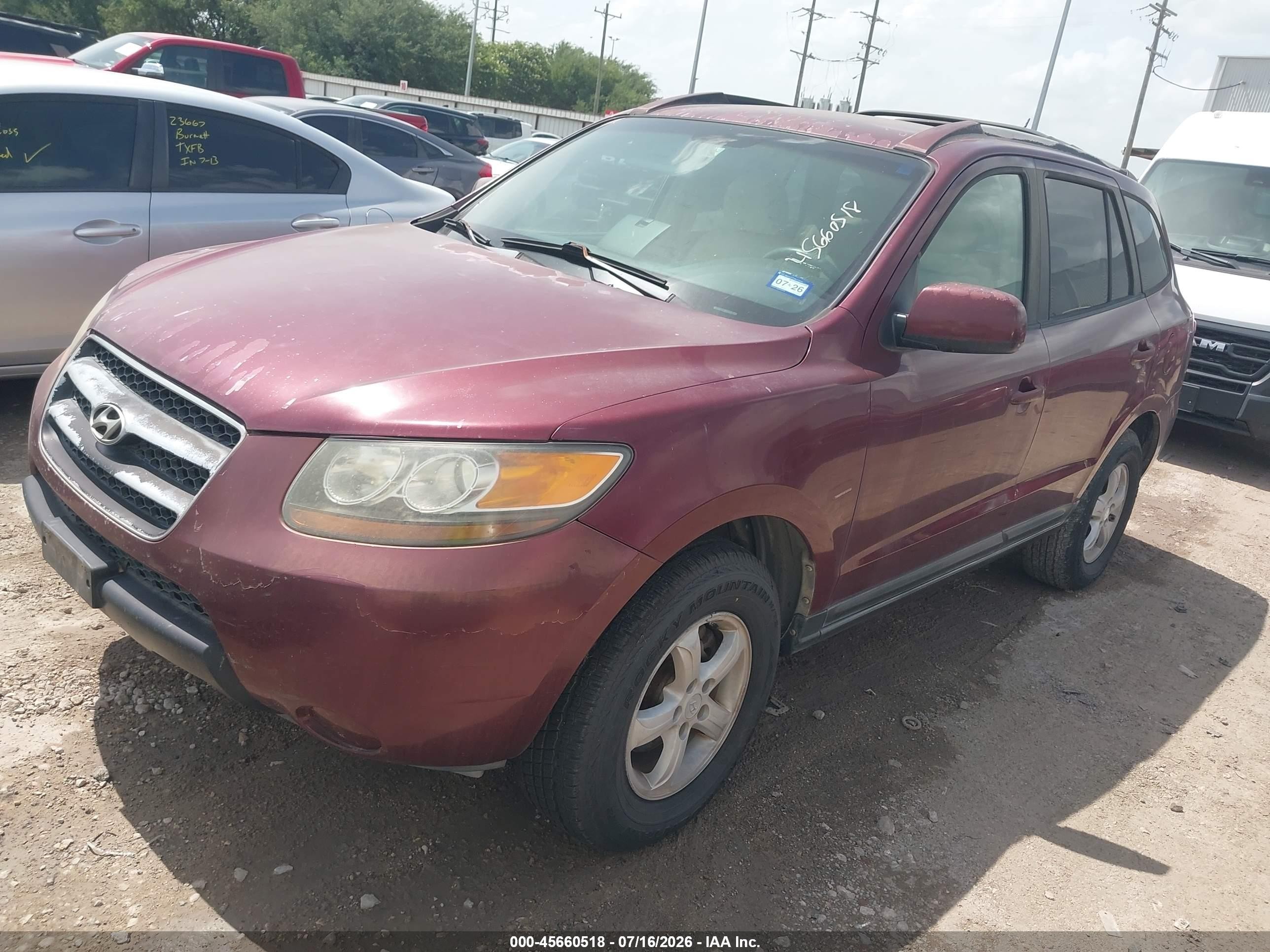 2007 Hyundai Santa Fe Gls Maroon vin: 5NMSG13D87H105842