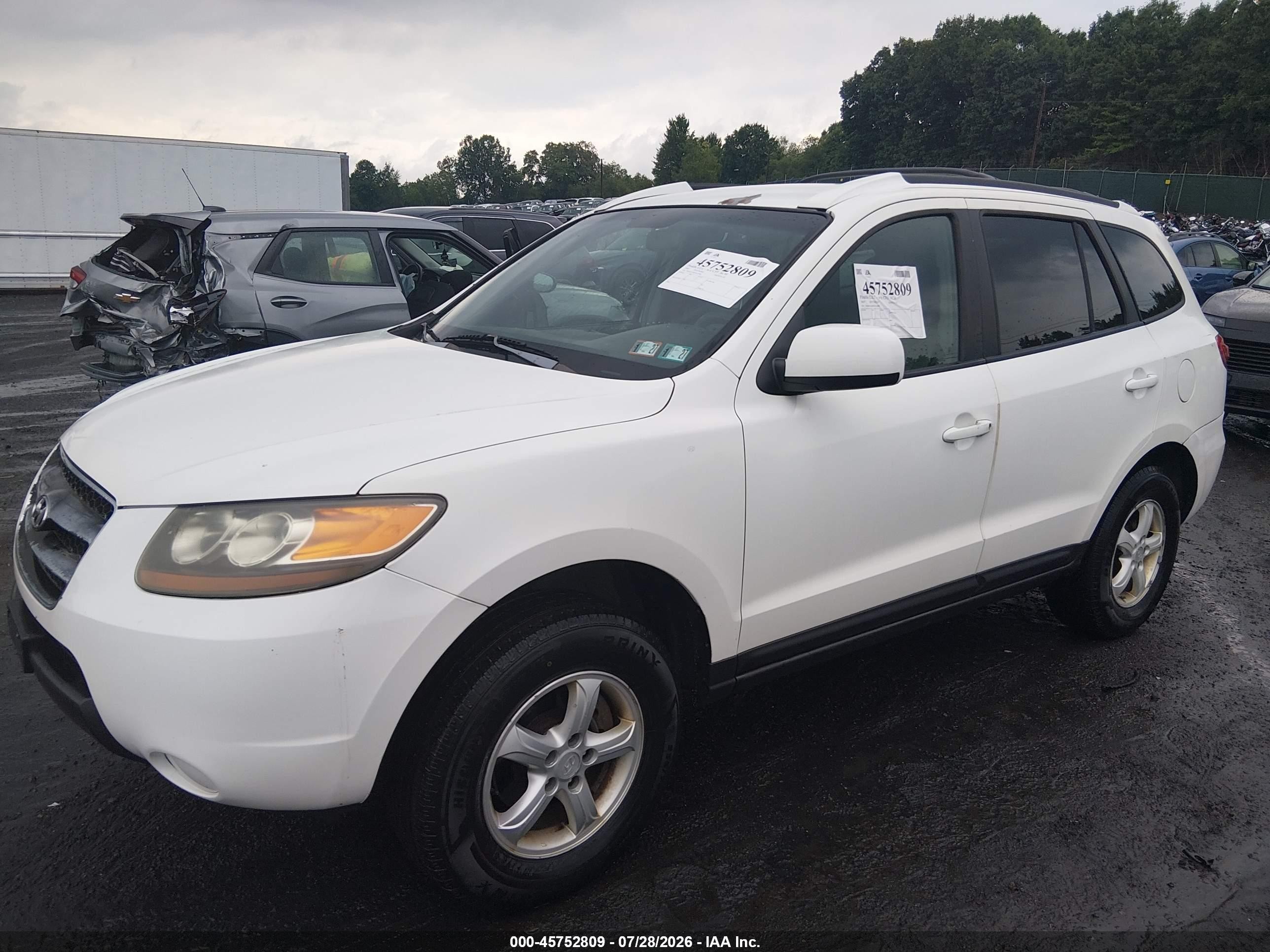 2007 Hyundai Santa Fe Gls White vin: 5NMSG13D87H124388