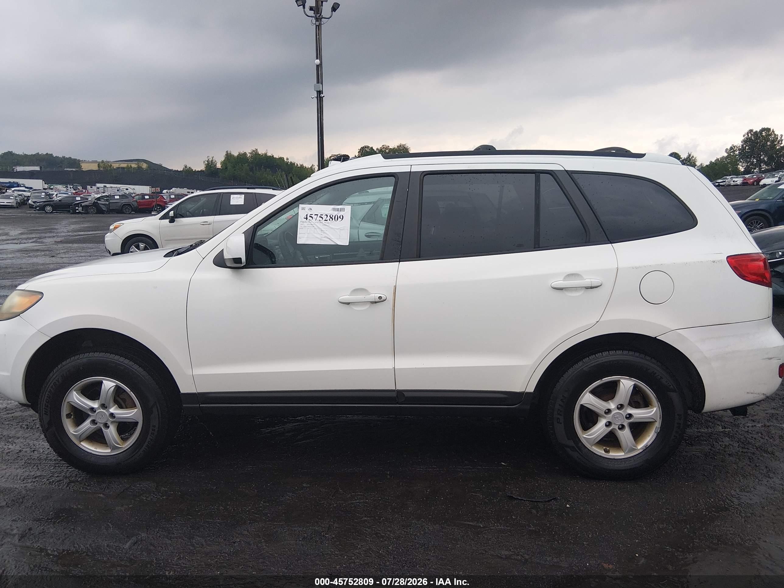 2007 Hyundai Santa Fe Gls White vin: 5NMSG13D87H124388