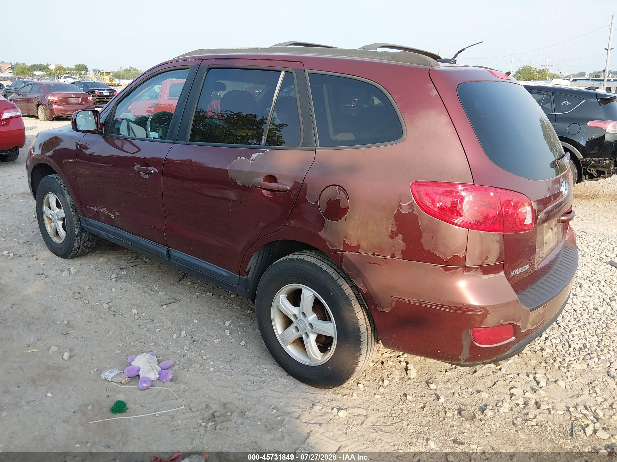 2008 Hyundai Santa Fe Gls Burgundy vin: 5NMSG13D98H196217