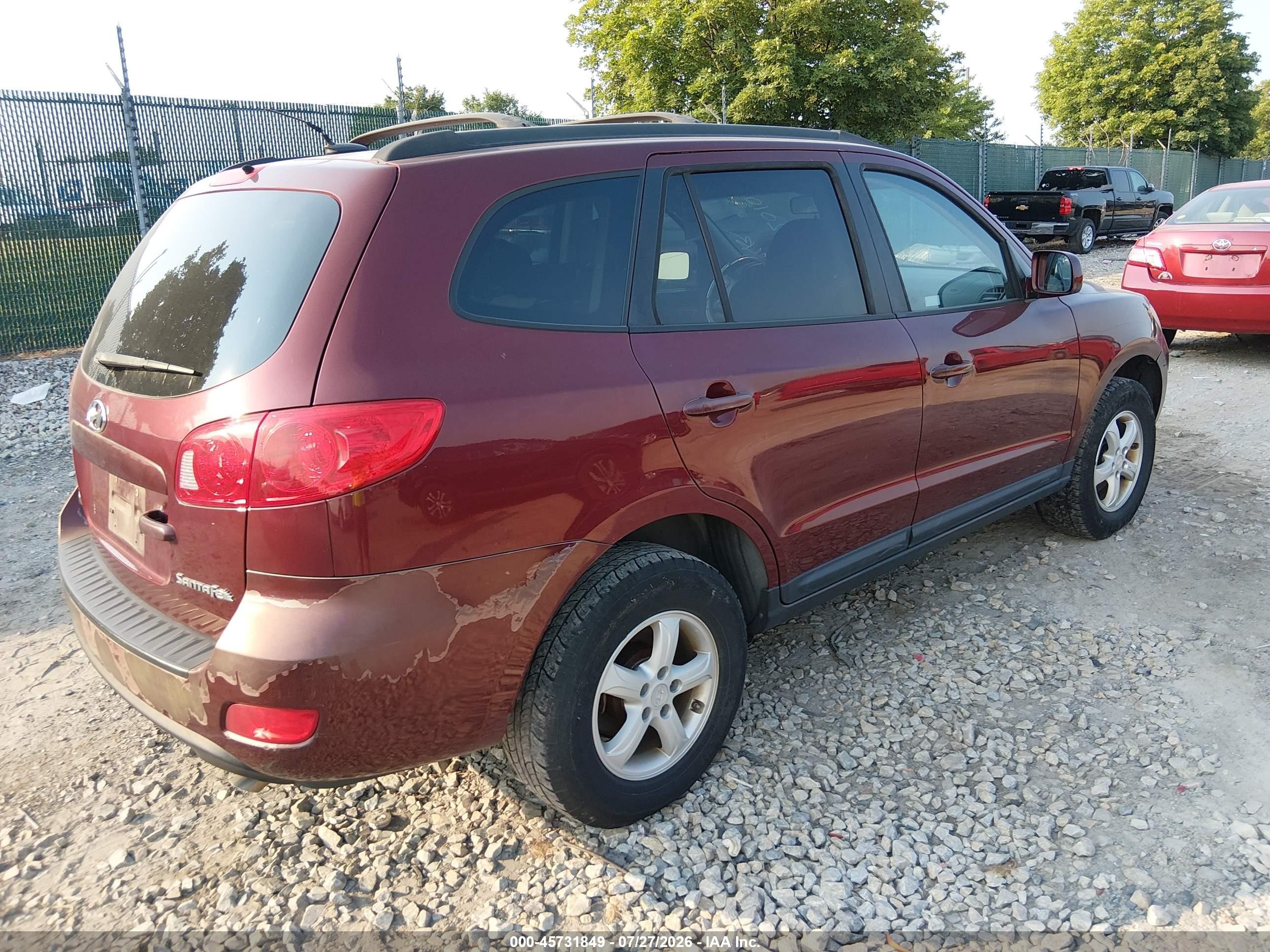 2008 Hyundai Santa Fe Gls Burgundy vin: 5NMSG13D98H196217