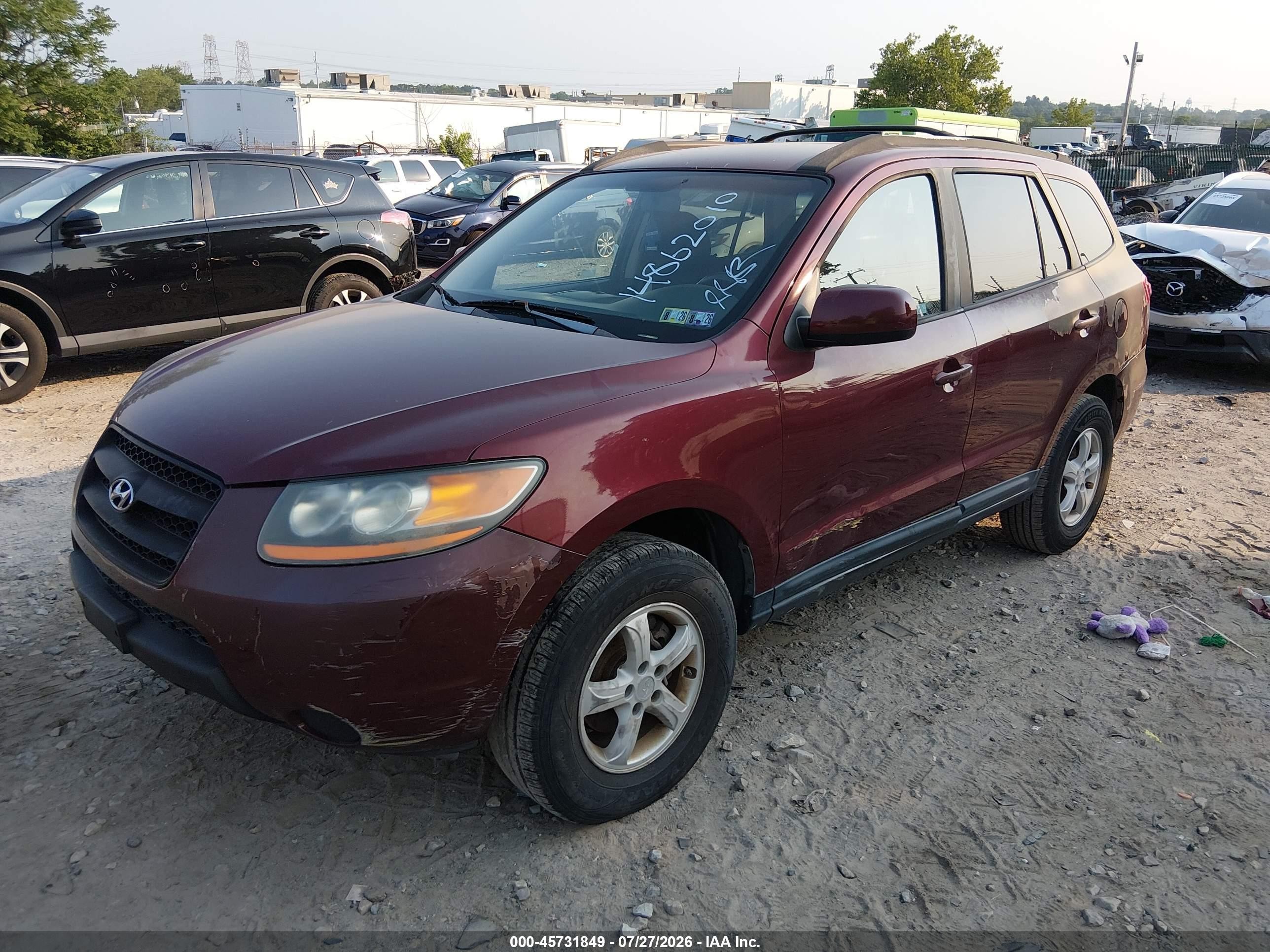 2008 Hyundai Santa Fe Gls Burgundy vin: 5NMSG13D98H196217