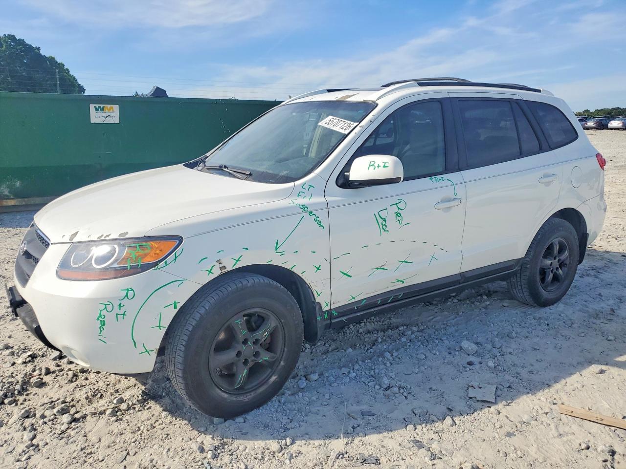 2007 Hyundai Santa Fe Gls White vin: 5NMSG13DX7H121699