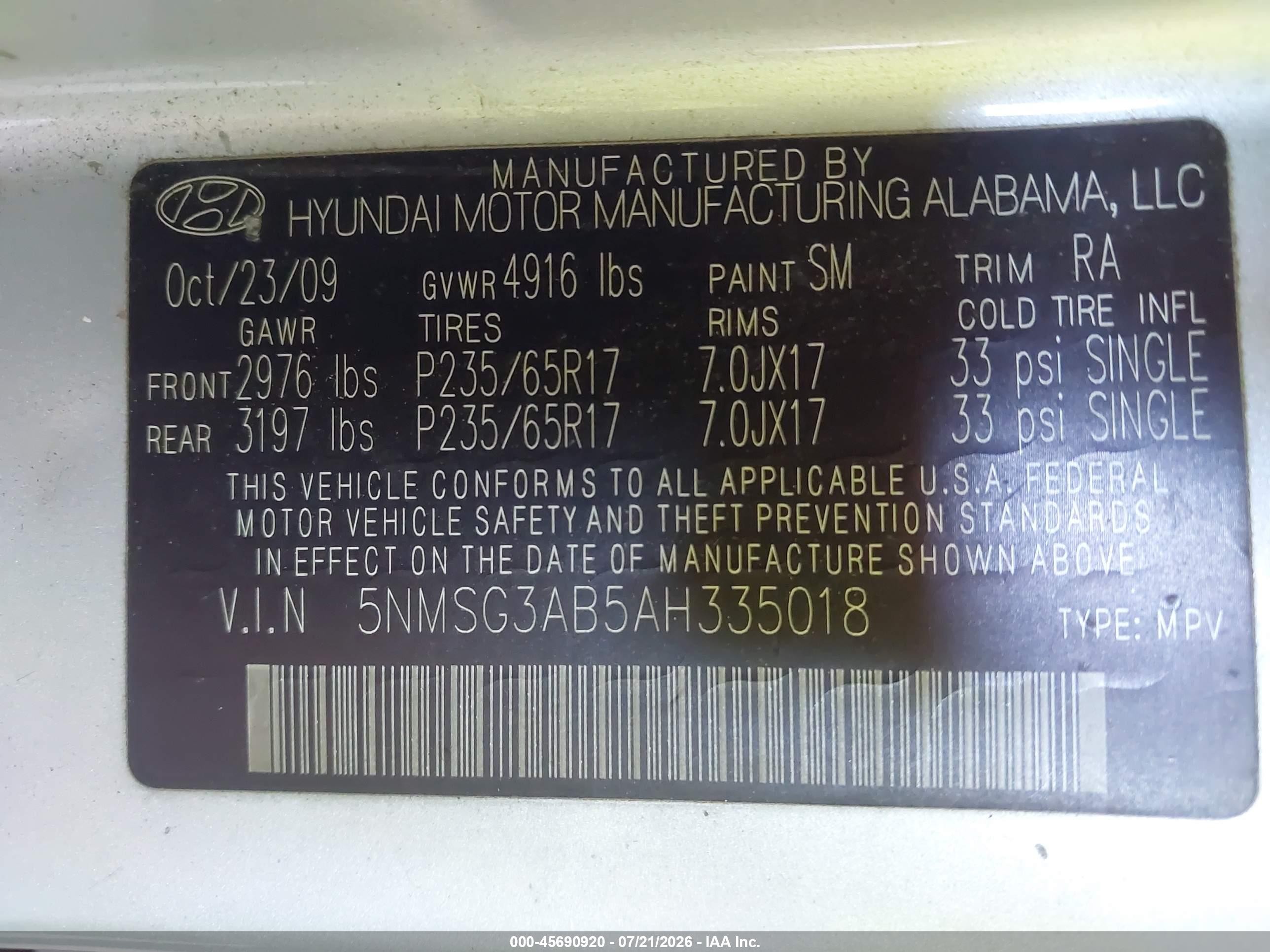 2010 Hyundai Santa Fe Gls Серебряный vin: 5NMSG3AB5AH335018