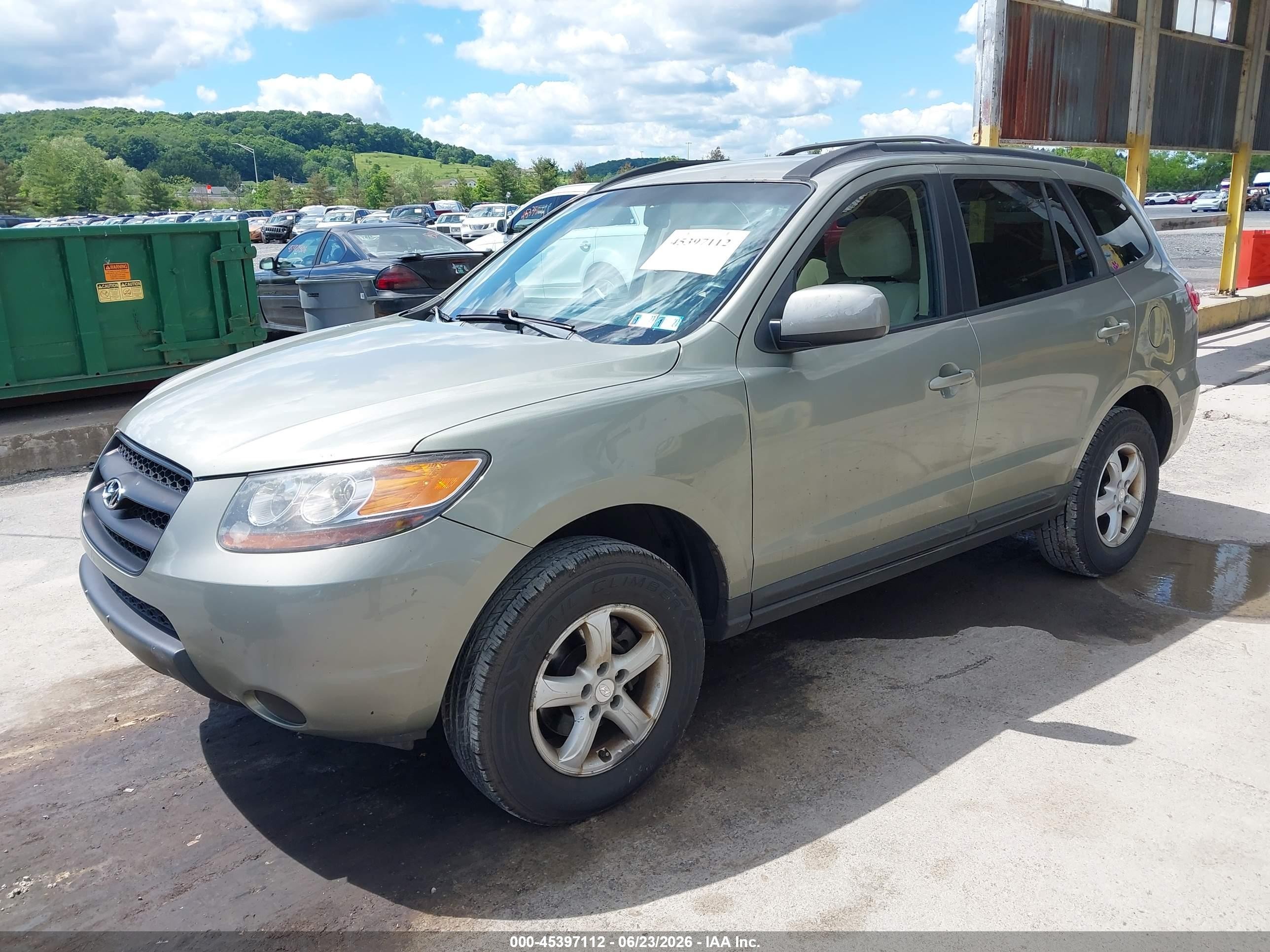 2008 Hyundai Santa Fe Gls Green vin: 5NMSG73D08H150973