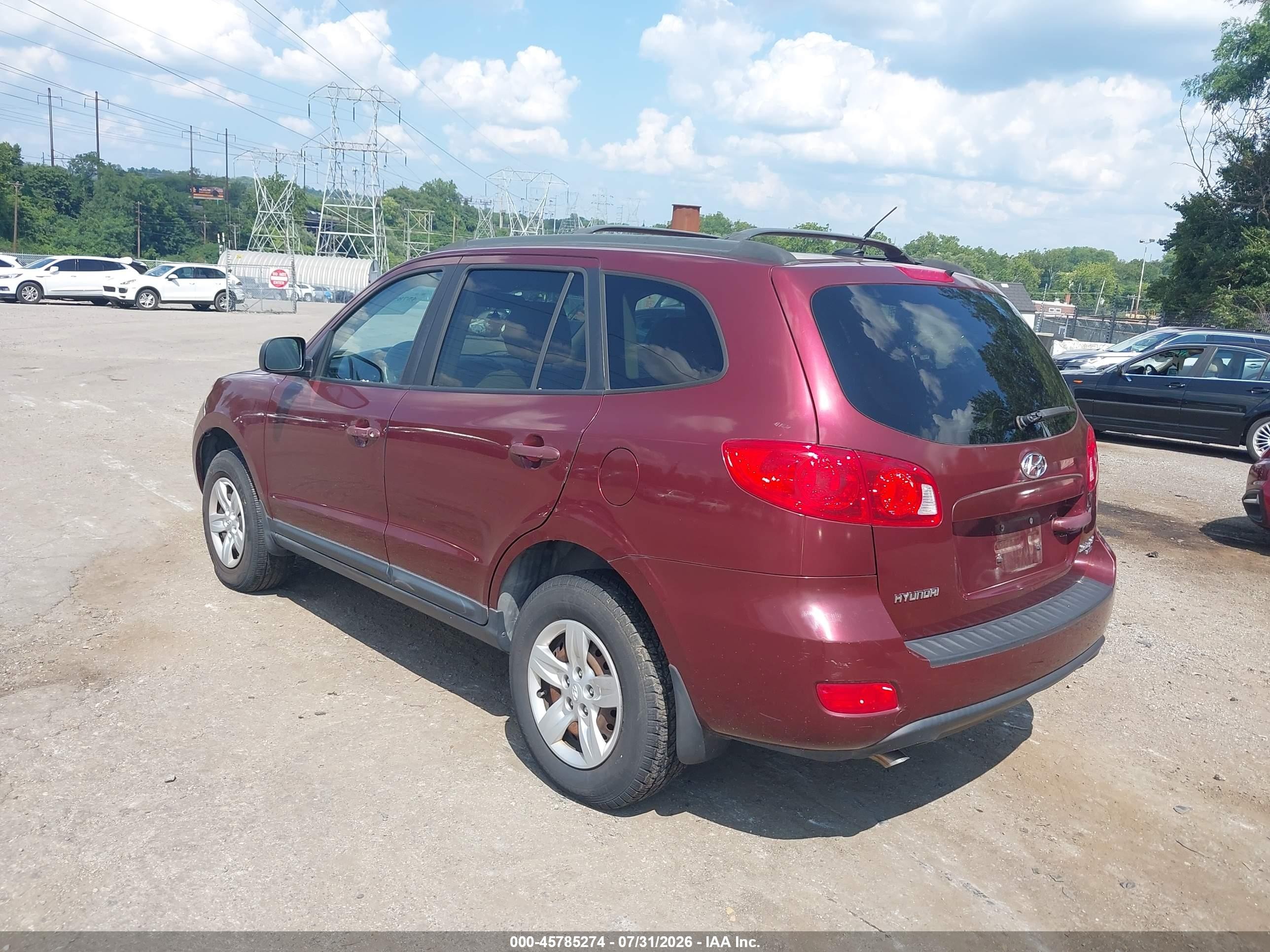 2009 Hyundai Santa Fe Gls Burgundy vin: 5NMSG73D79H282940