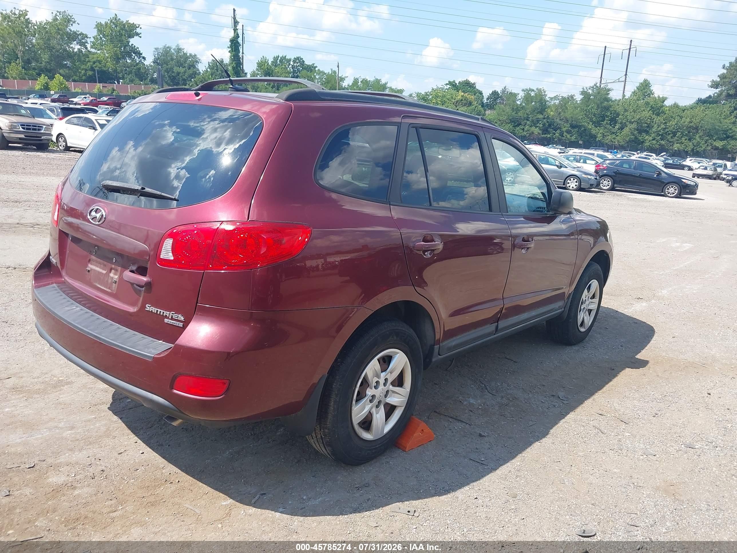2009 Hyundai Santa Fe Gls Burgundy vin: 5NMSG73D79H282940