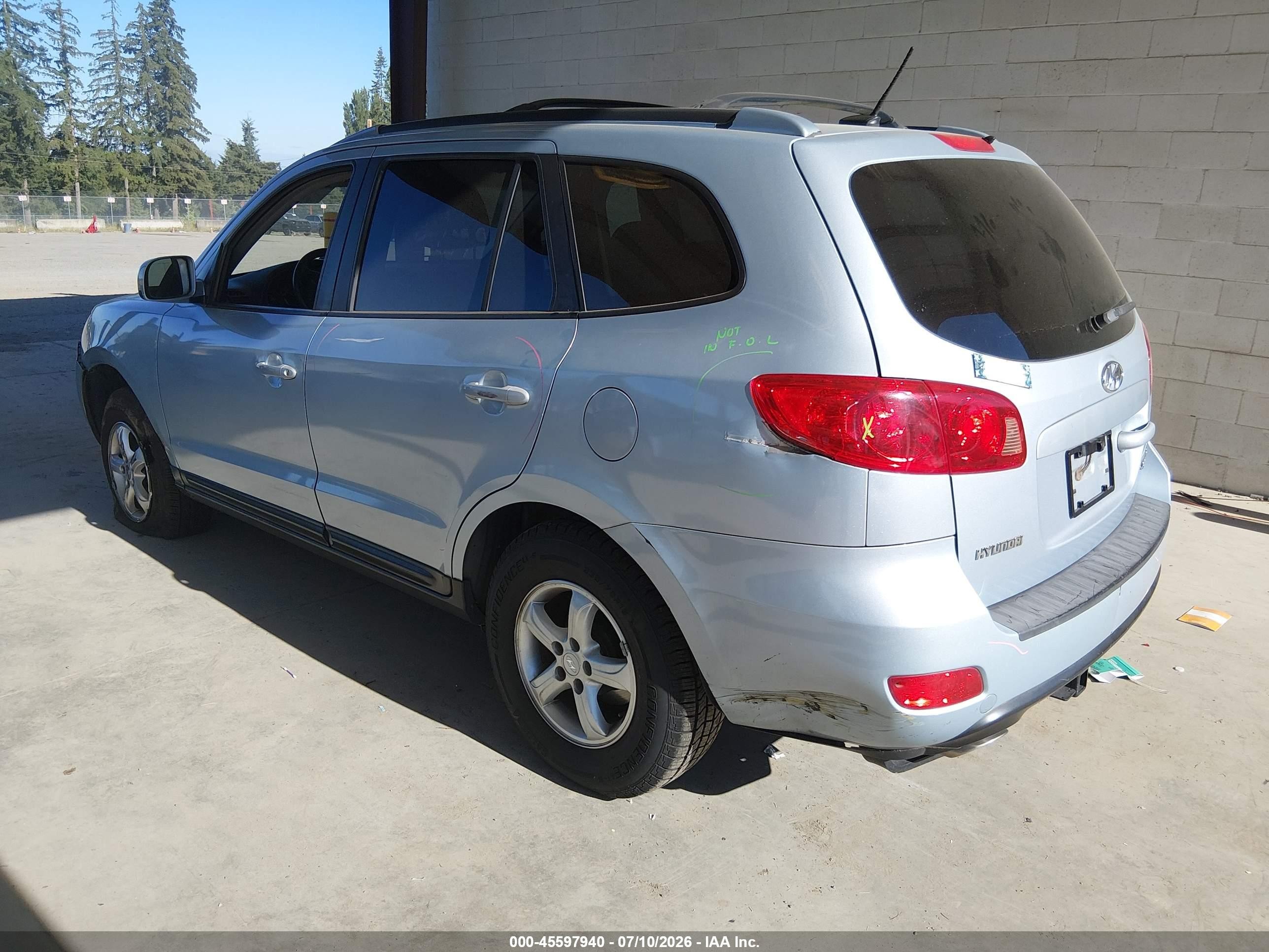 2007 Hyundai Santa Fe Gls Light Blue vin: 5NMSG73D97H082123