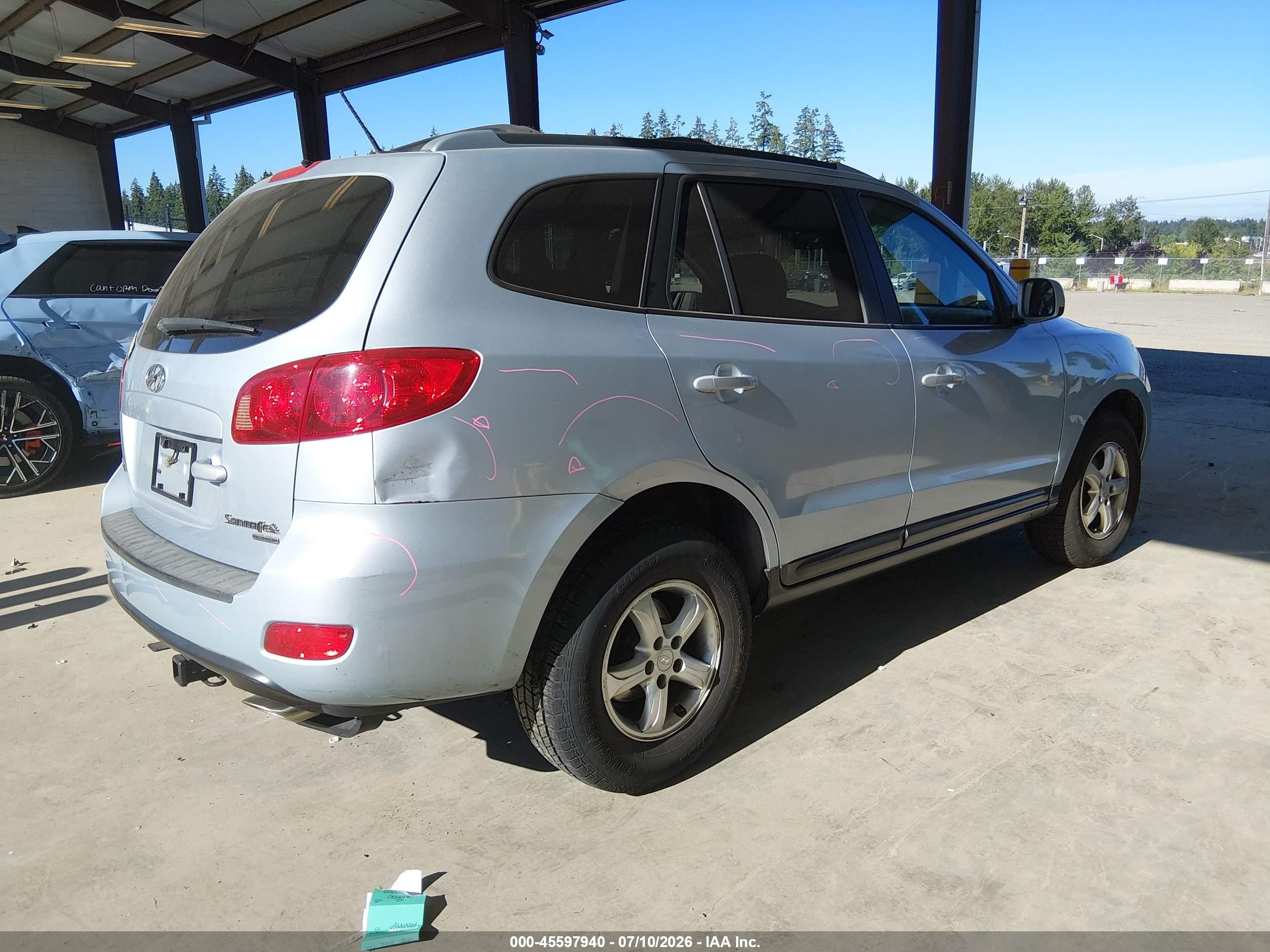 2007 Hyundai Santa Fe Gls Light Blue vin: 5NMSG73D97H082123