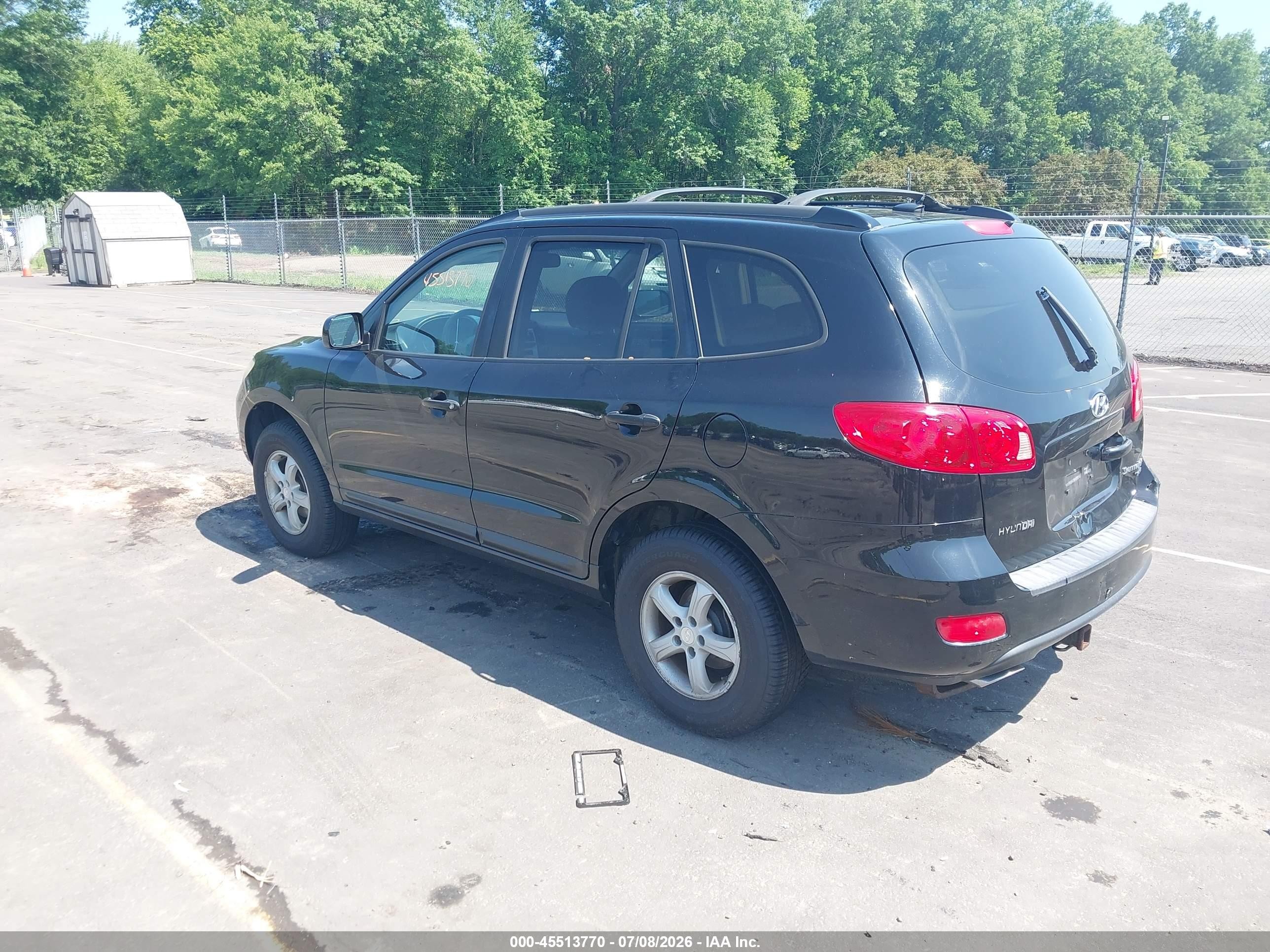 2007 Hyundai Santa Fe Gls Black vin: 5NMSG73DX7H106414