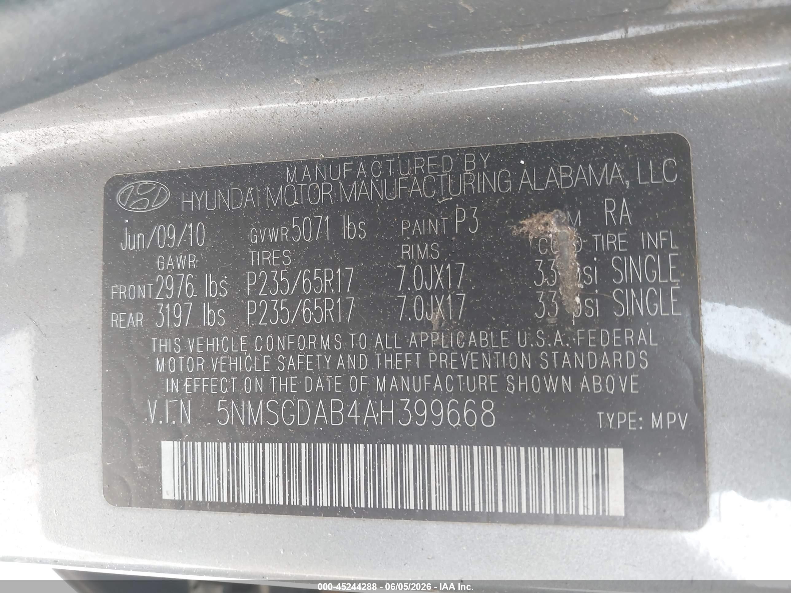 2010 Hyundai Santa Fe Gls Серый vin: 5NMSGDAB4AH399668
