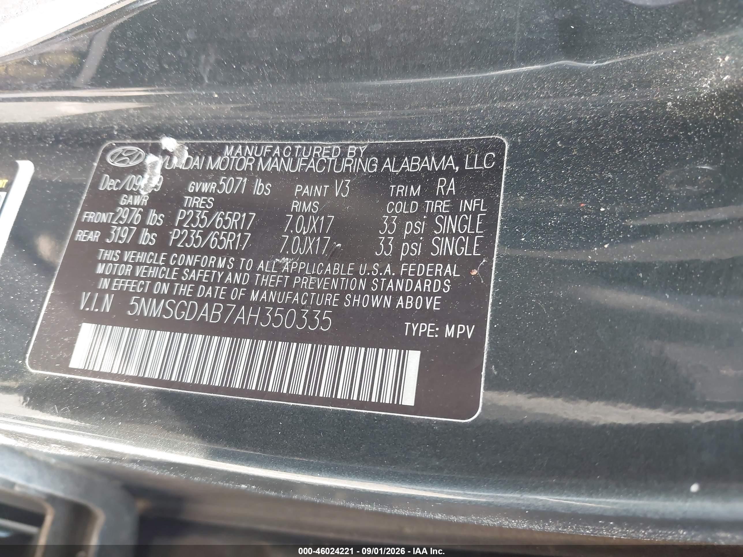 2010 Hyundai Santa Fe Gls Gray vin: 5NMSGDAB7AH350335