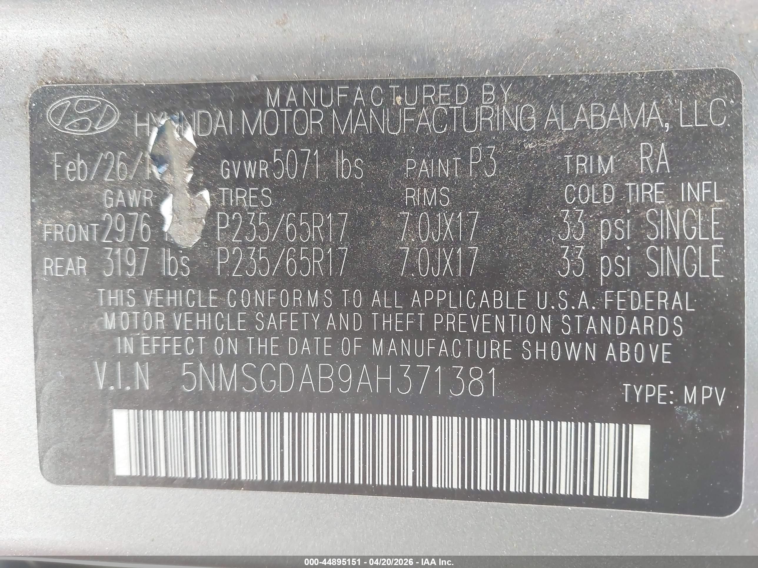 2010 Hyundai Santa Fe Gls Gray vin: 5NMSGDAB9AH371381