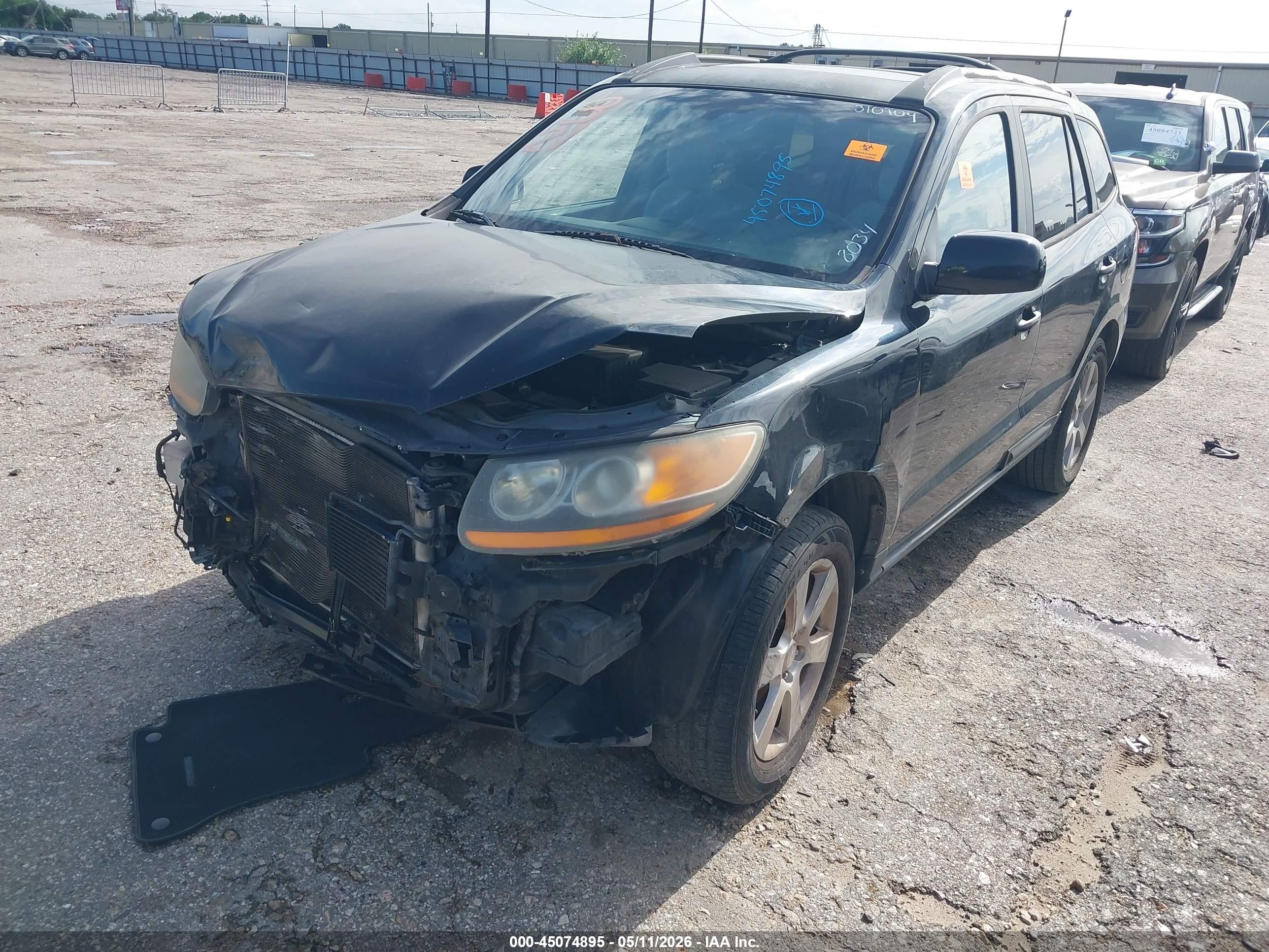 2008 Hyundai Santa Fe Limited/se Black vin: 5NMSH13E08H208034