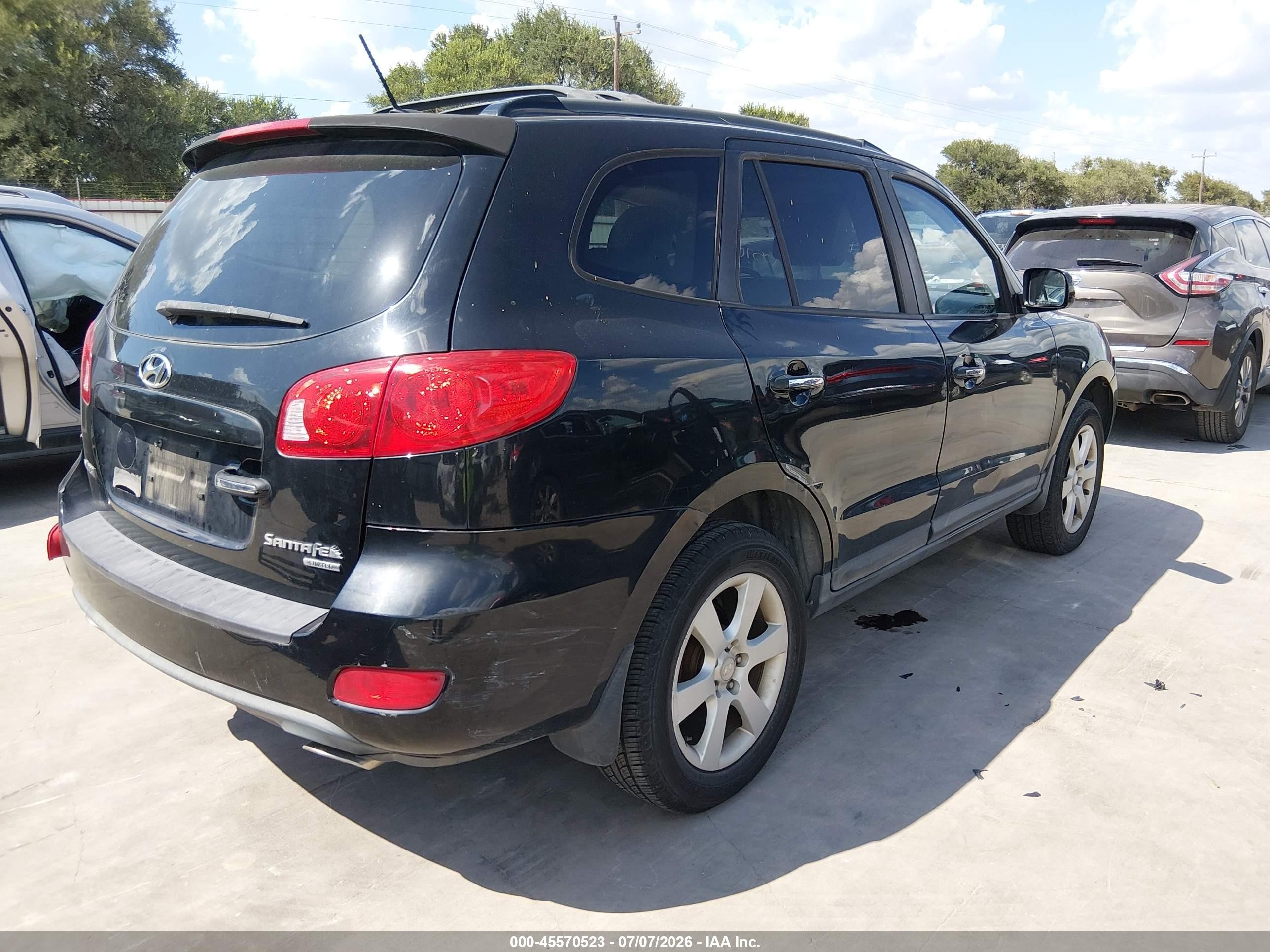 2009 Hyundai Santa Fe Limited Black vin: 5NMSH13E09H320124