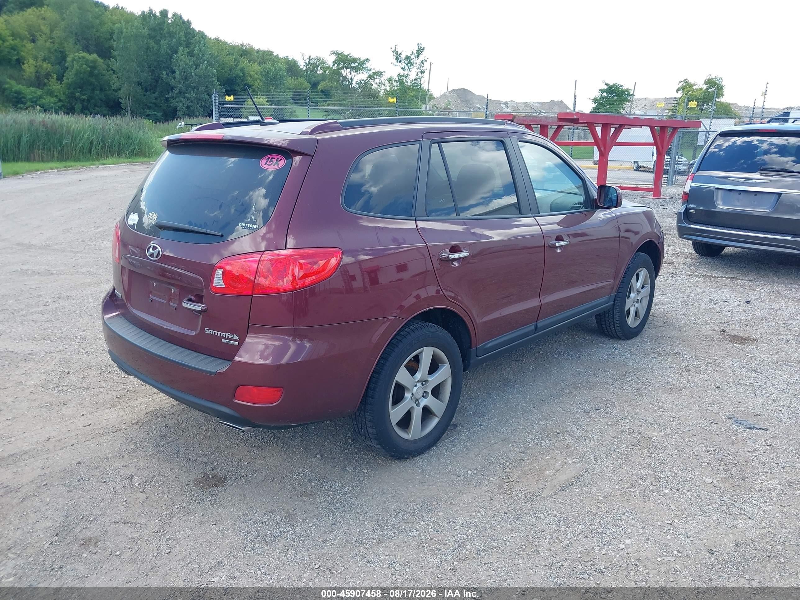 2008 Hyundai Santa Fe Limited/se Burgundy vin: 5NMSH13E18H216983