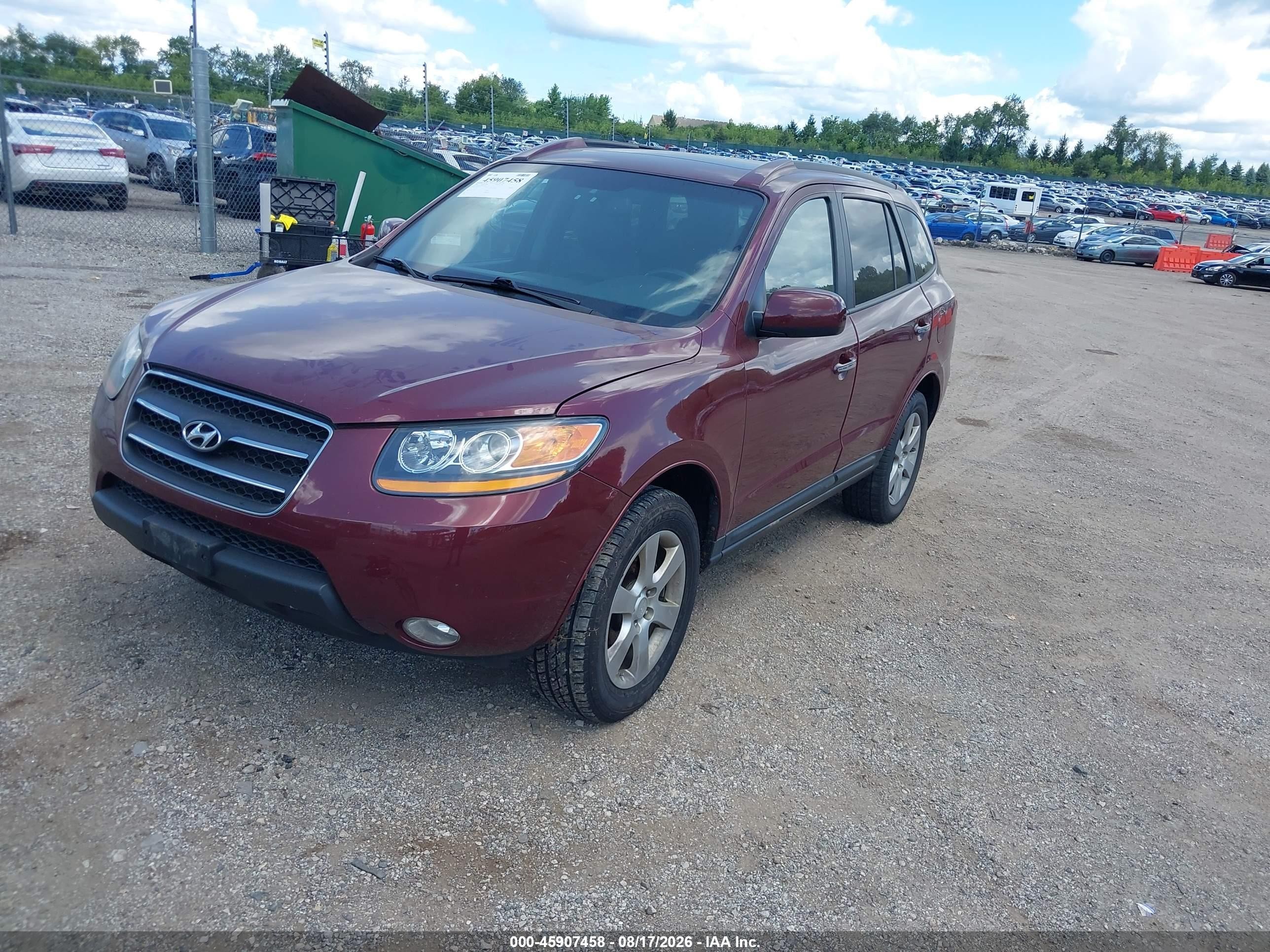 2008 Hyundai Santa Fe Limited/se Burgundy vin: 5NMSH13E18H216983