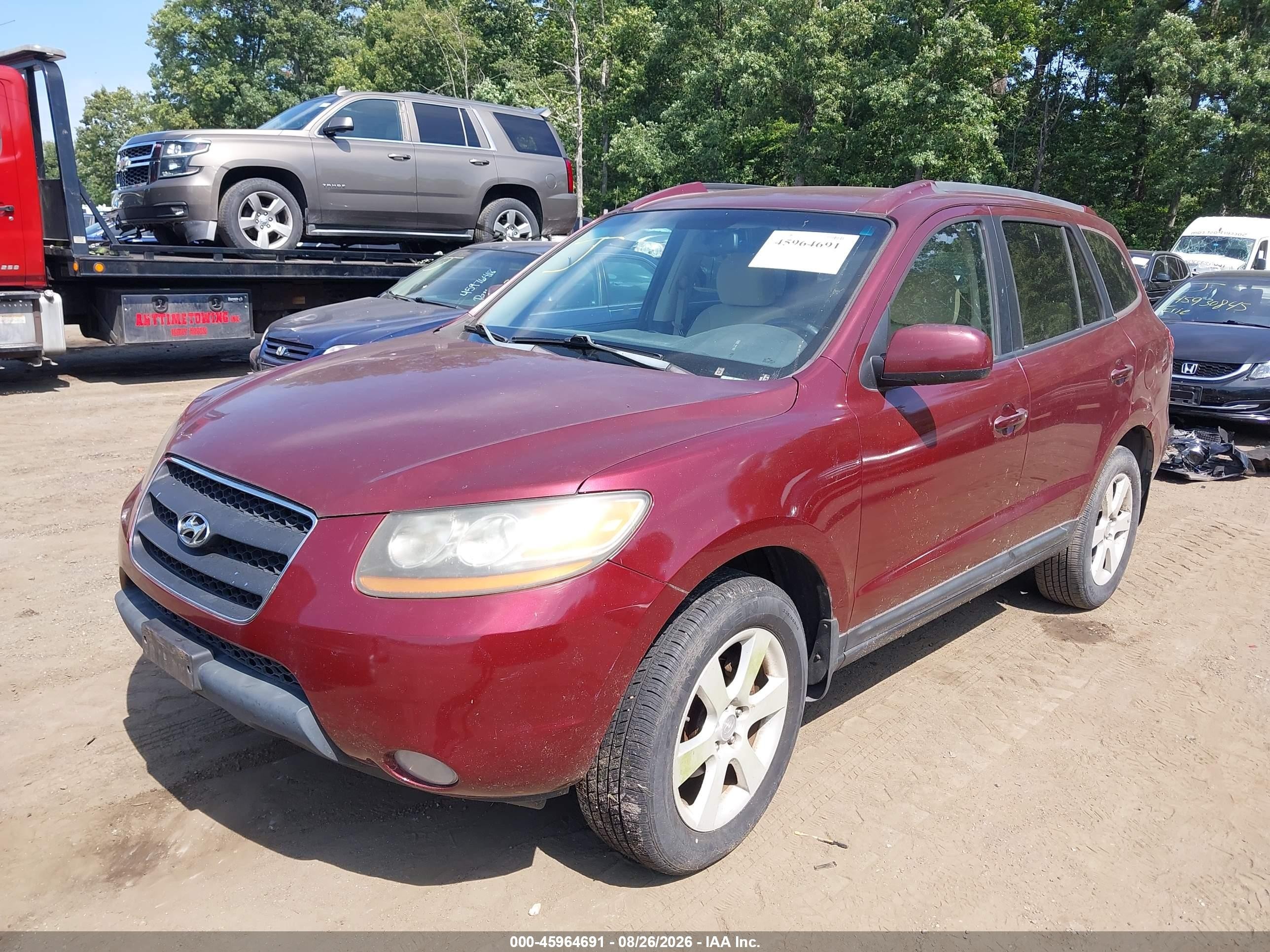 2008 Hyundai Santa Fe Limited/se Maroon vin: 5NMSH13E28H152548