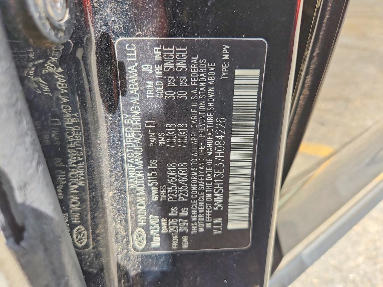 2007 Hyundai Santa Fe Se Black vin: 5NMSH13E37H084226