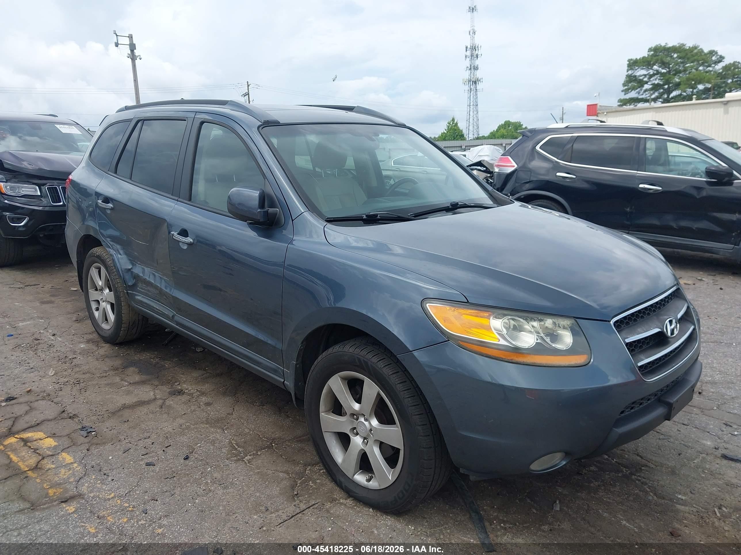 2008 Hyundai Santa Fe Limited/se Blue vin: 5NMSH13E38H155958