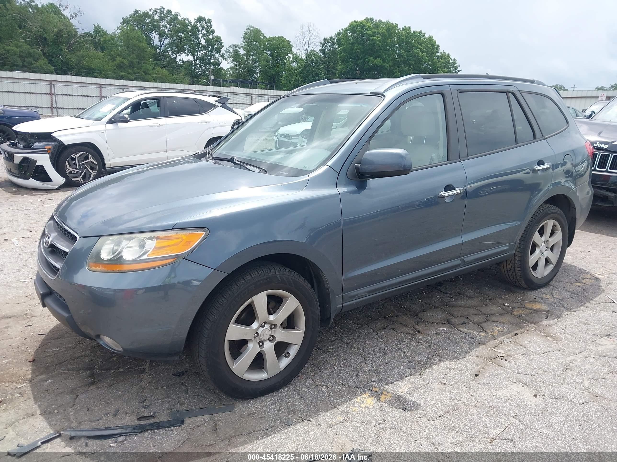 2008 Hyundai Santa Fe Limited/se Blue vin: 5NMSH13E38H155958