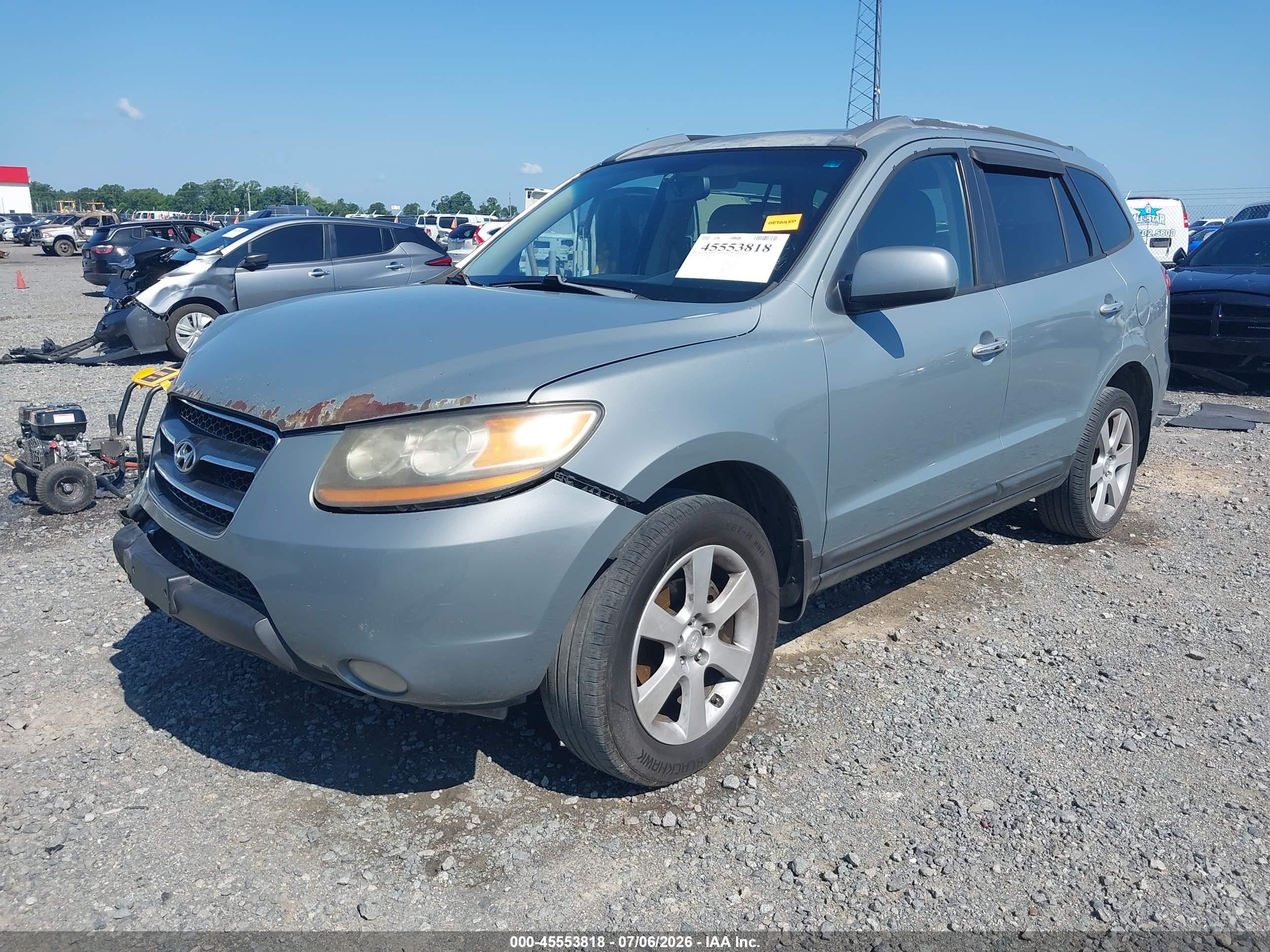 2008 Hyundai Santa Fe Limited/se Light Blue vin: 5NMSH13E38H223417