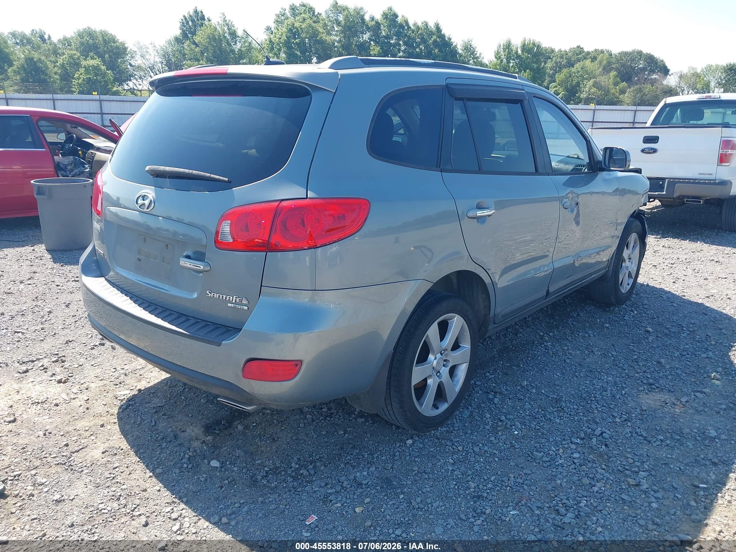 2008 Hyundai Santa Fe Limited/se Light Blue vin: 5NMSH13E38H223417