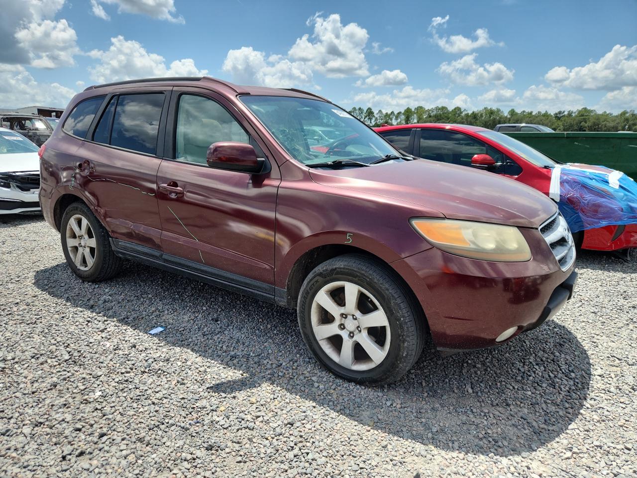 2007 Hyundai Santa Fe Se Burgundy vin: 5NMSH13E47H089354