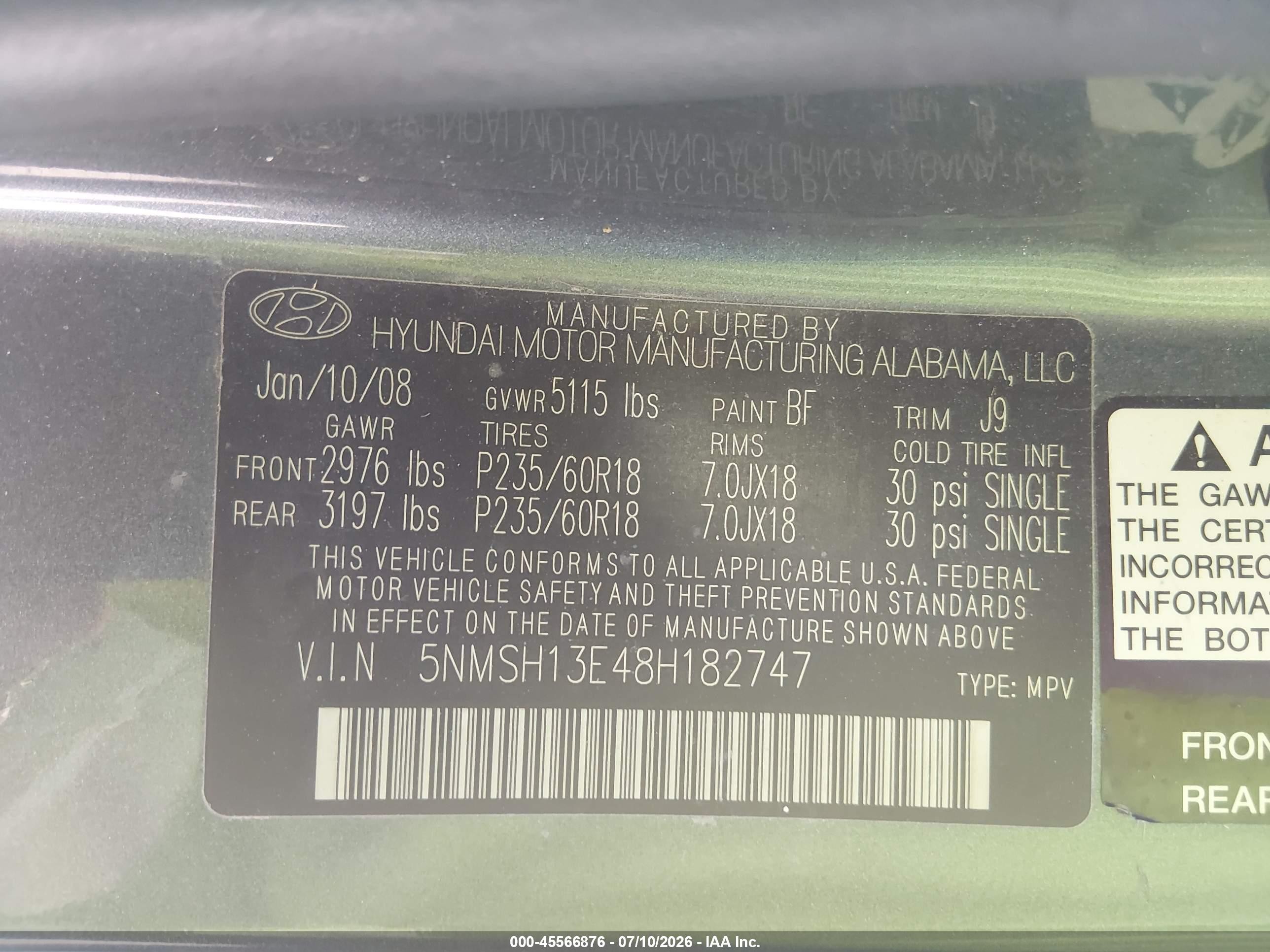 2008 Hyundai Santa Fe Limited/se Gray vin: 5NMSH13E48H182747