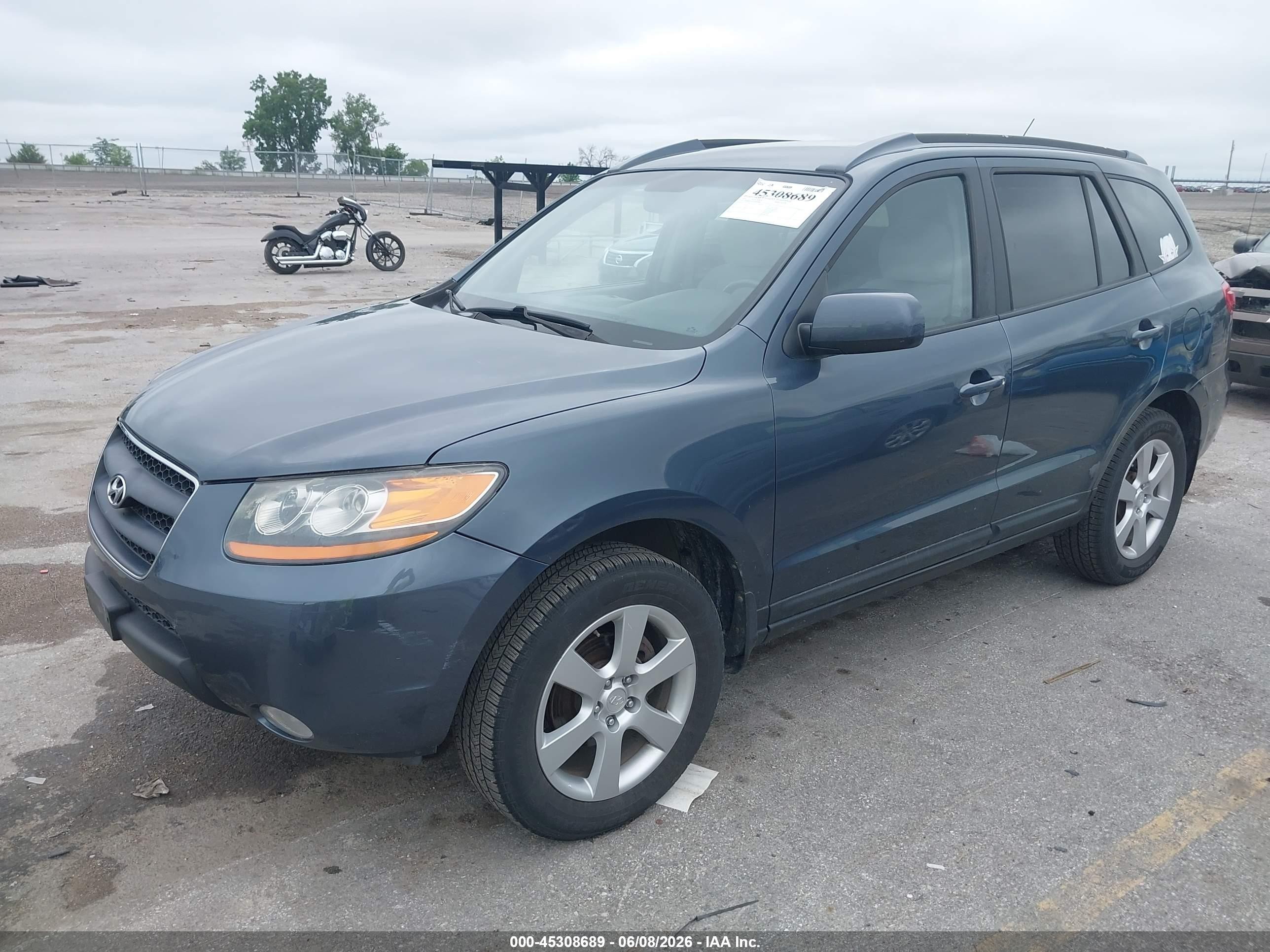 2008 Hyundai Santa Fe Limited/se Blue vin: 5NMSH13E48H204701