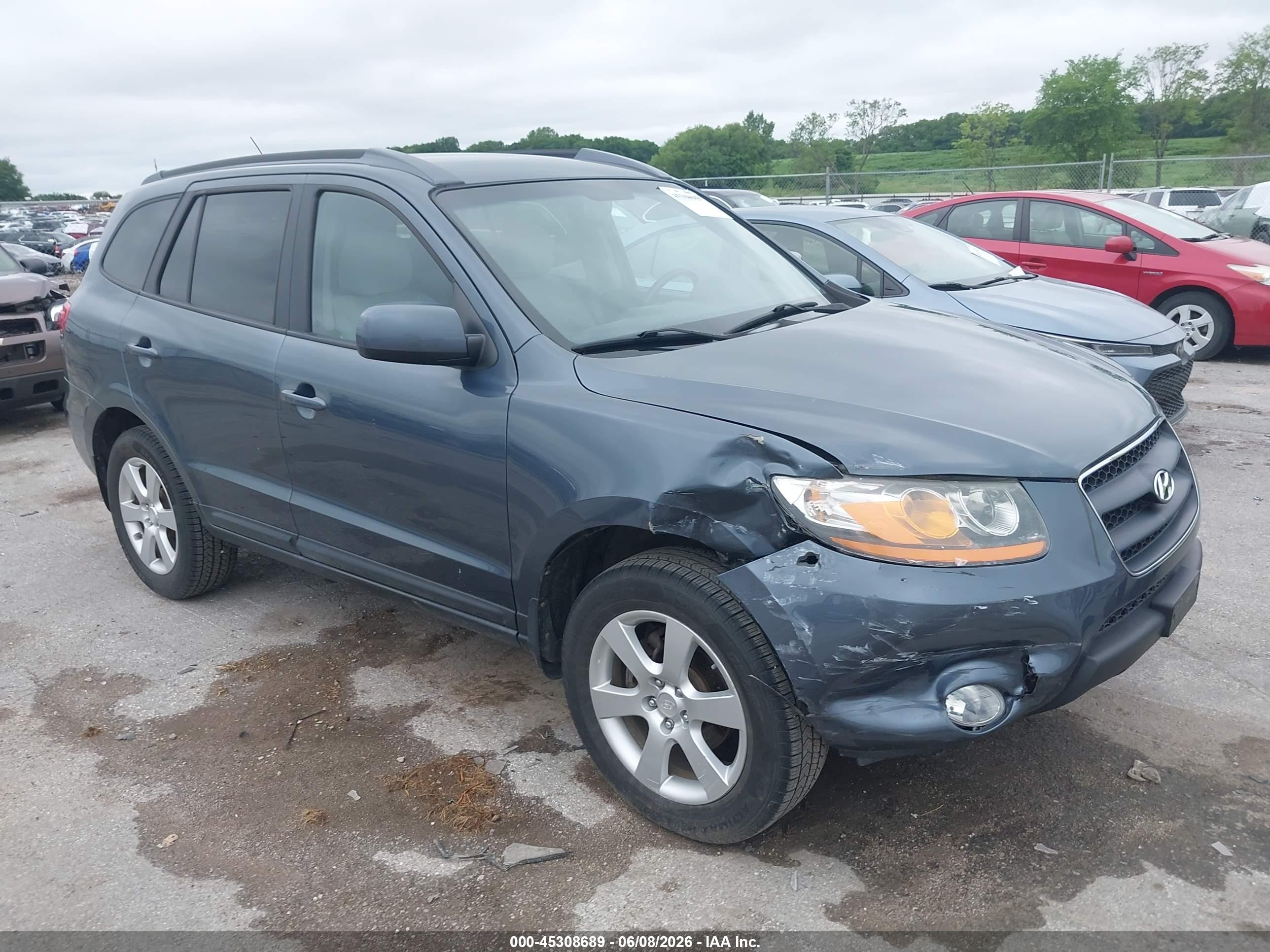 2008 Hyundai Santa Fe Limited/se Blue vin: 5NMSH13E48H204701