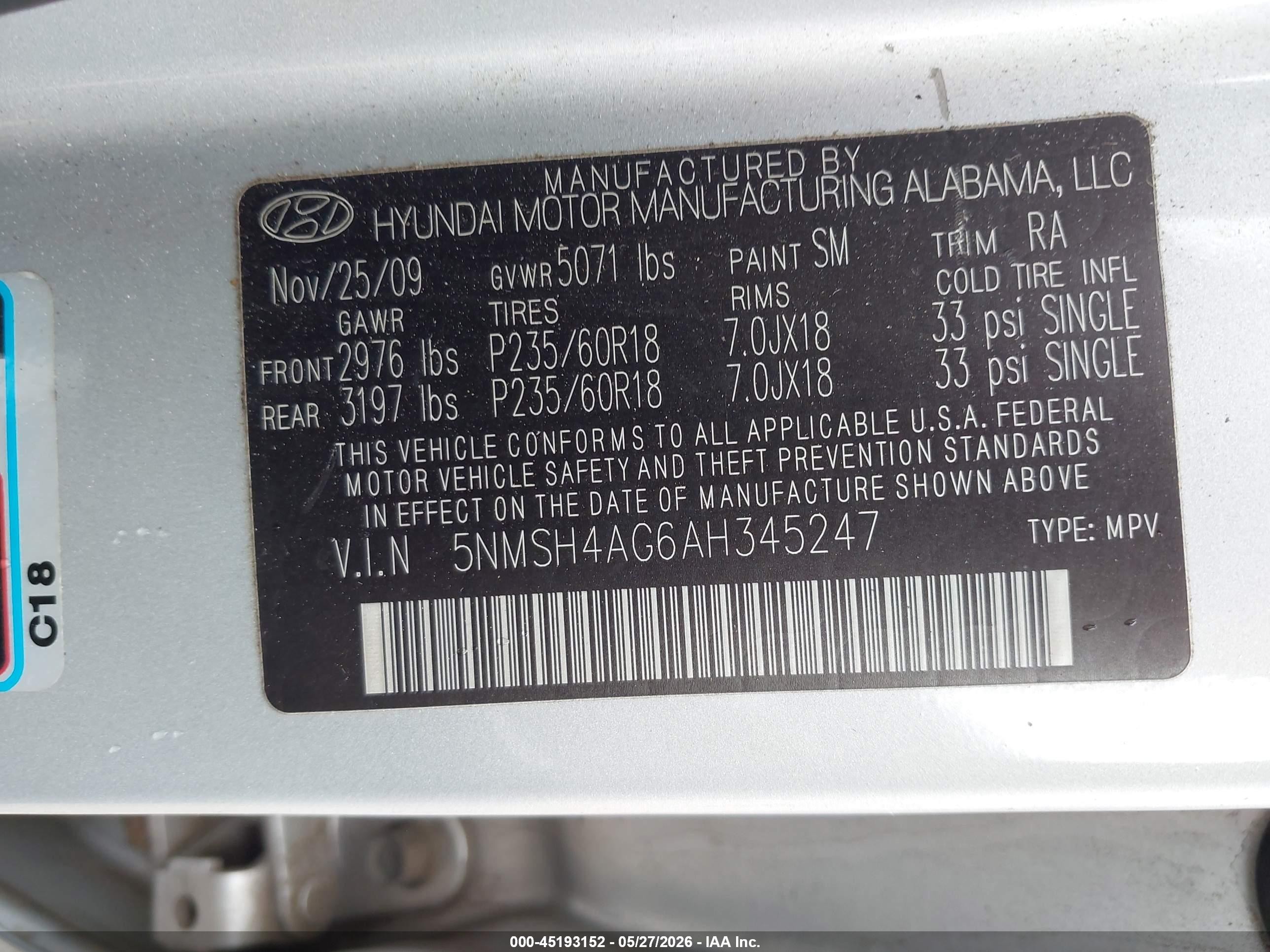 2010 Hyundai Santa Fe Se Серебряный vin: 5NMSH4AG6AH345247