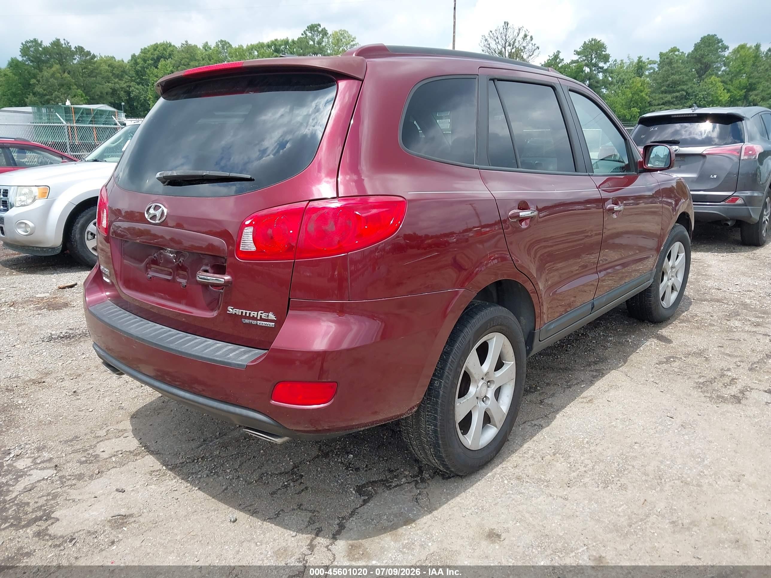 2008 Hyundai Santa Fe Limited/se Burgundy vin: 5NMSH73E08H136741