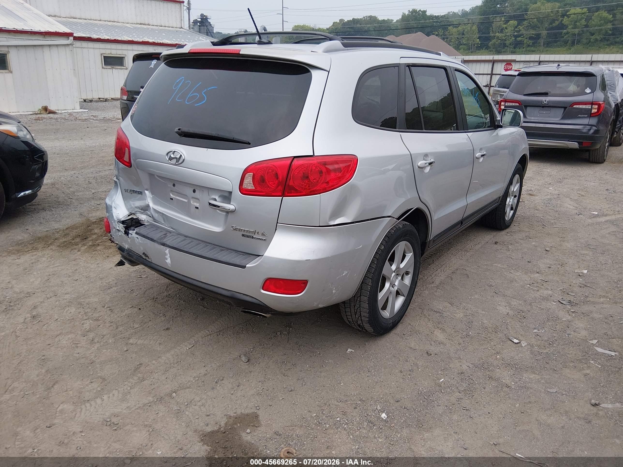 2007 Hyundai Santa Fe Limited/se Silver vin: 5NMSH73E17H046156