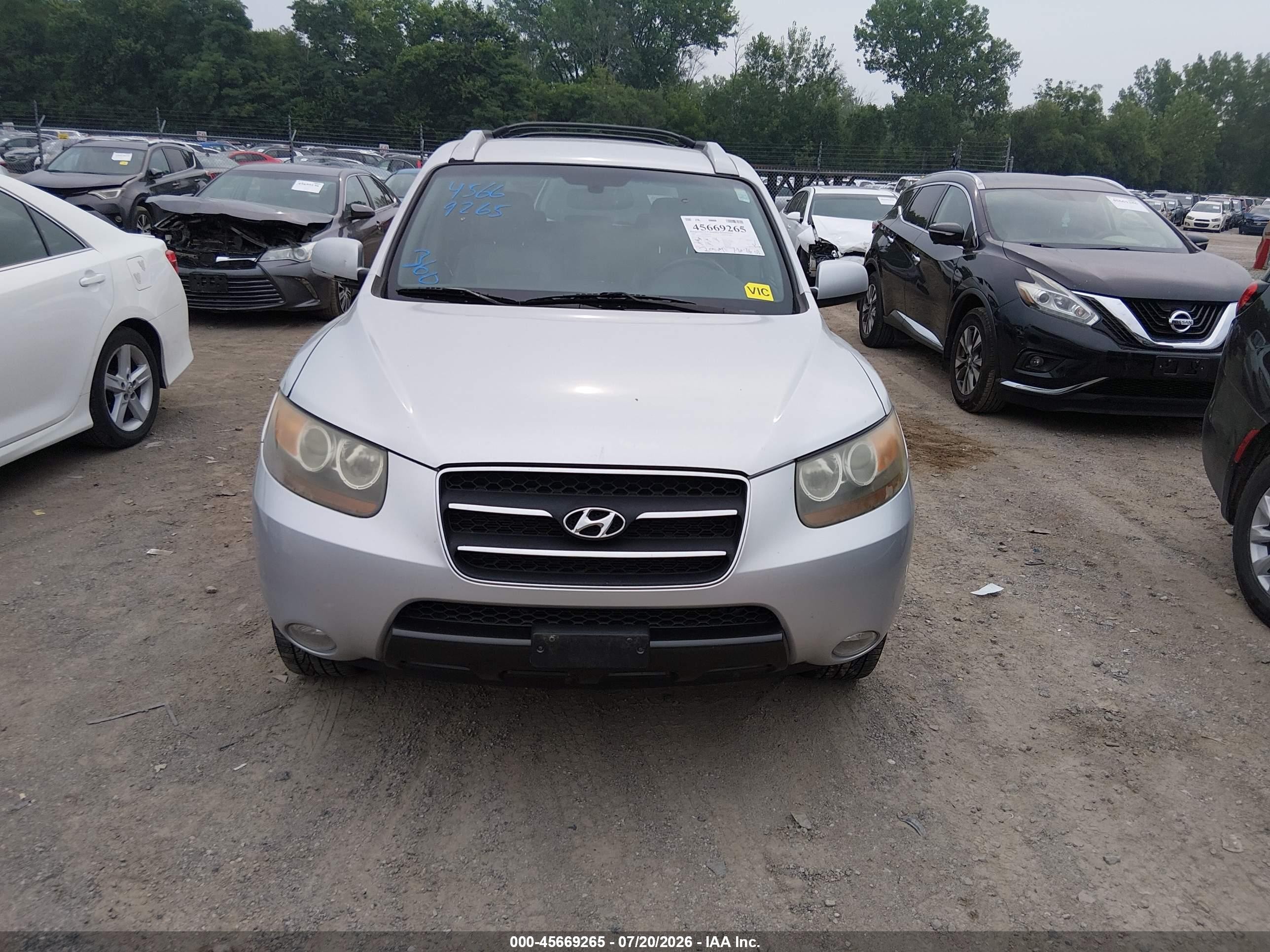 2007 Hyundai Santa Fe Limited/se Silver vin: 5NMSH73E17H046156