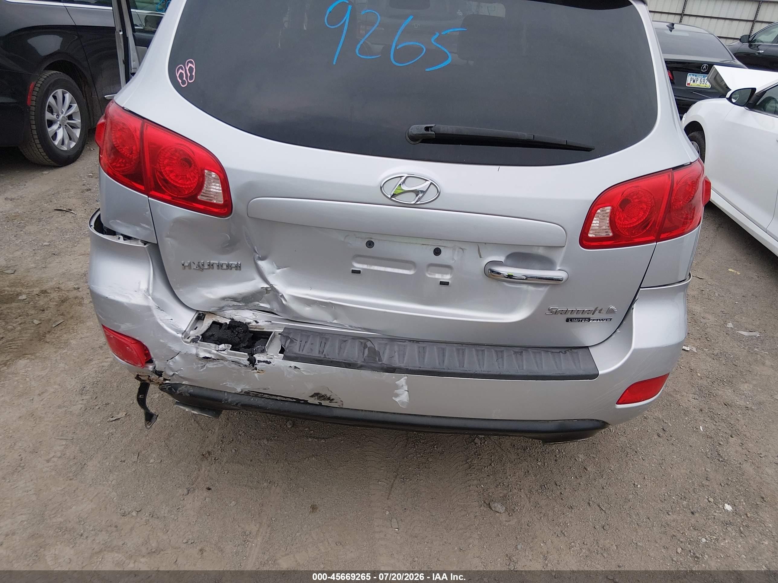 2007 Hyundai Santa Fe Limited/se Silver vin: 5NMSH73E17H046156
