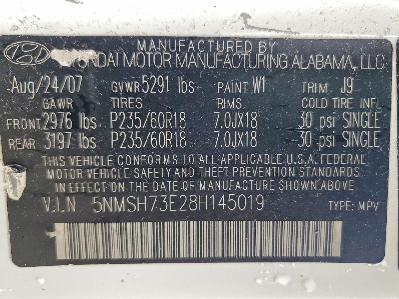 2008 Hyundai Santa Fe Se White vin: 5NMSH73E28H145019