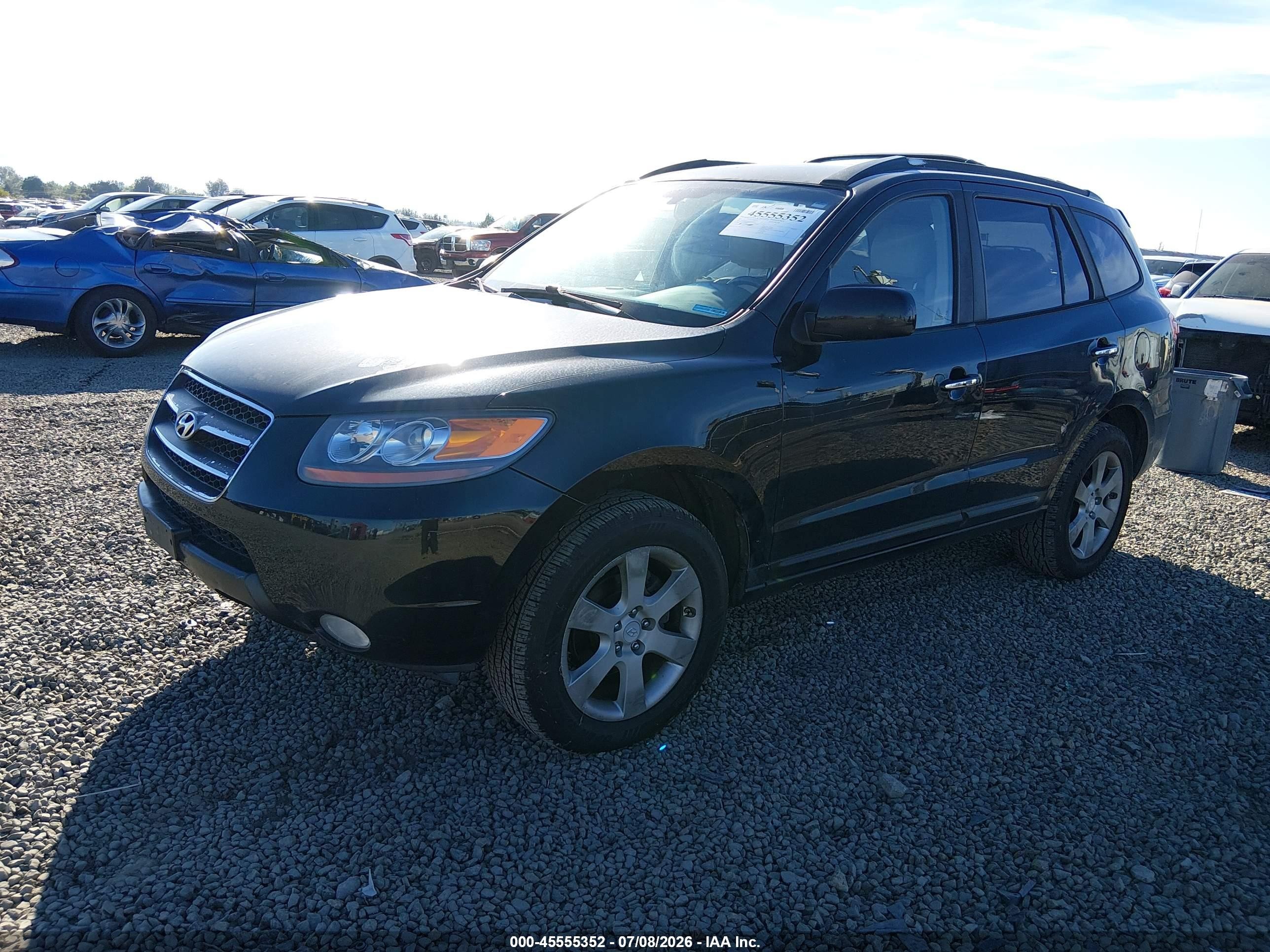 2007 Hyundai Santa Fe Limited/se Black vin: 5NMSH73E47H008002