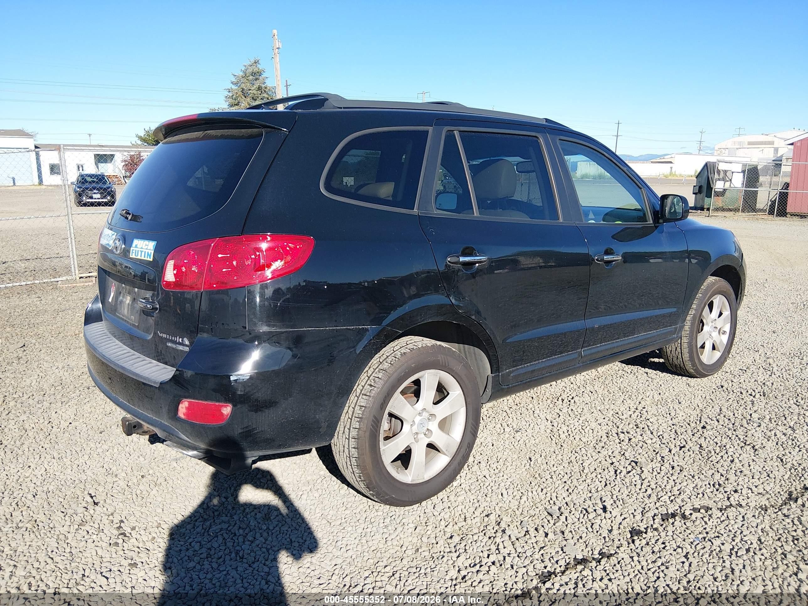 2007 Hyundai Santa Fe Limited/se Black vin: 5NMSH73E47H008002