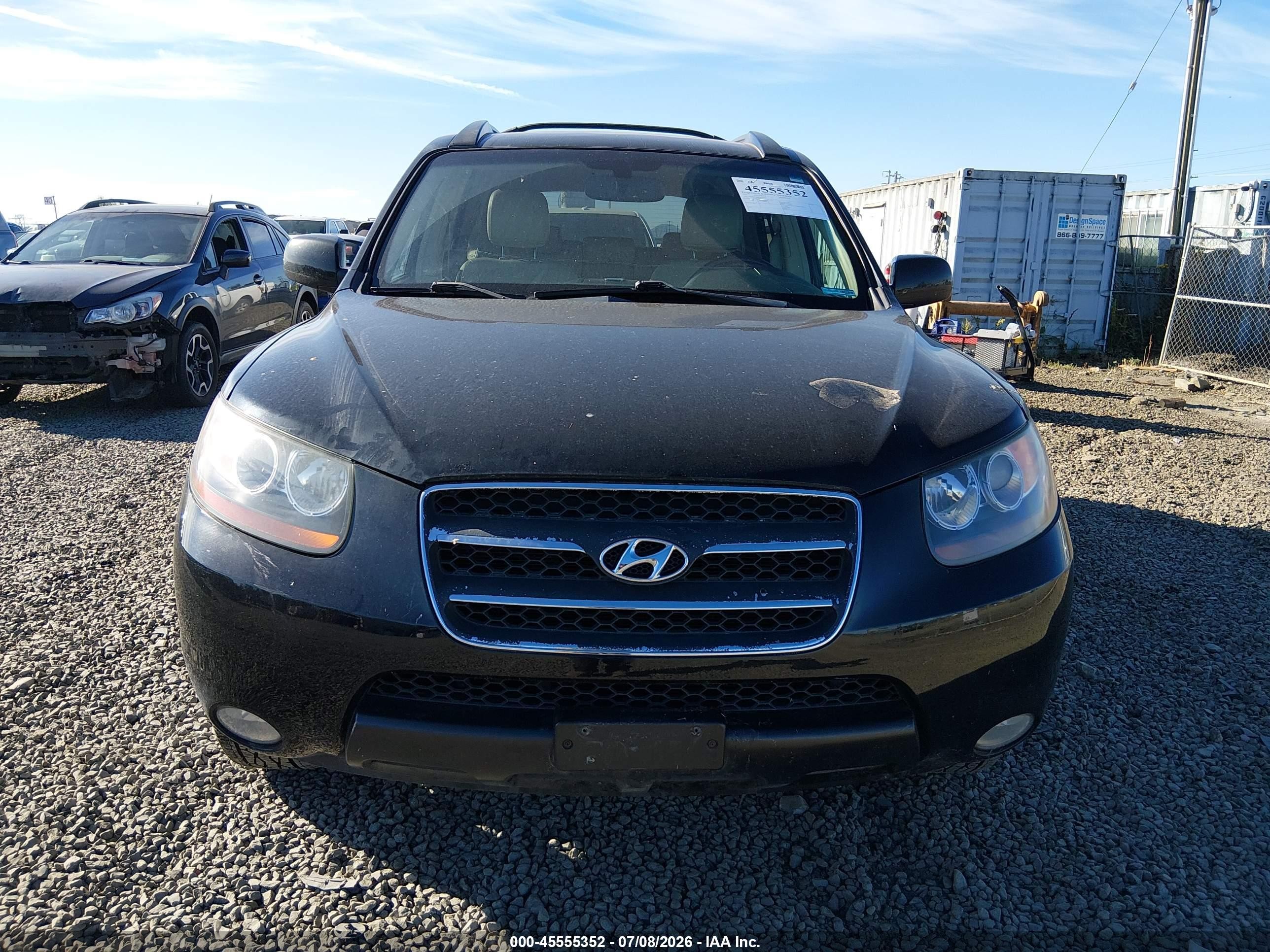 2007 Hyundai Santa Fe Limited/se Black vin: 5NMSH73E47H008002