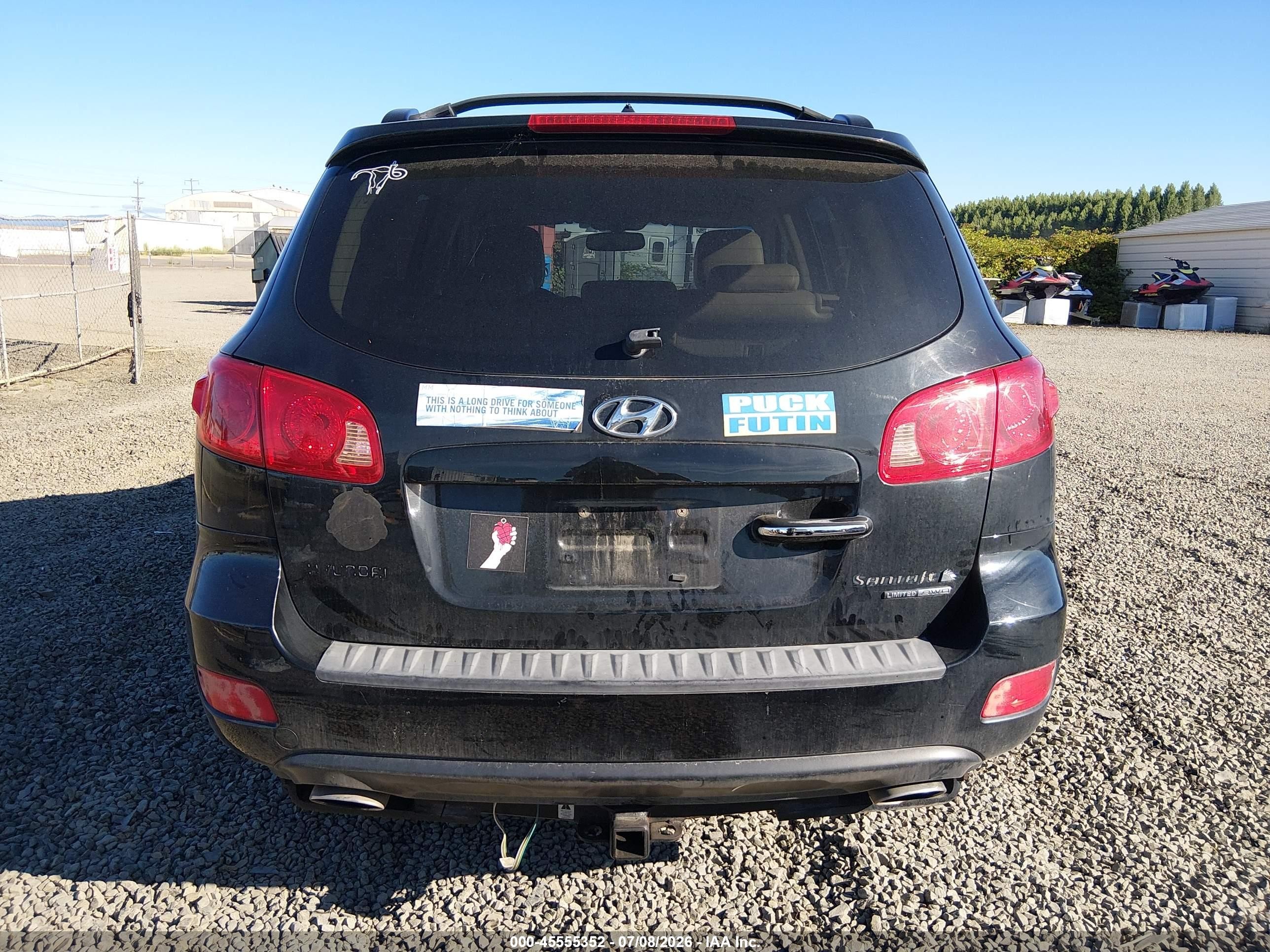 2007 Hyundai Santa Fe Limited/se Black vin: 5NMSH73E47H008002