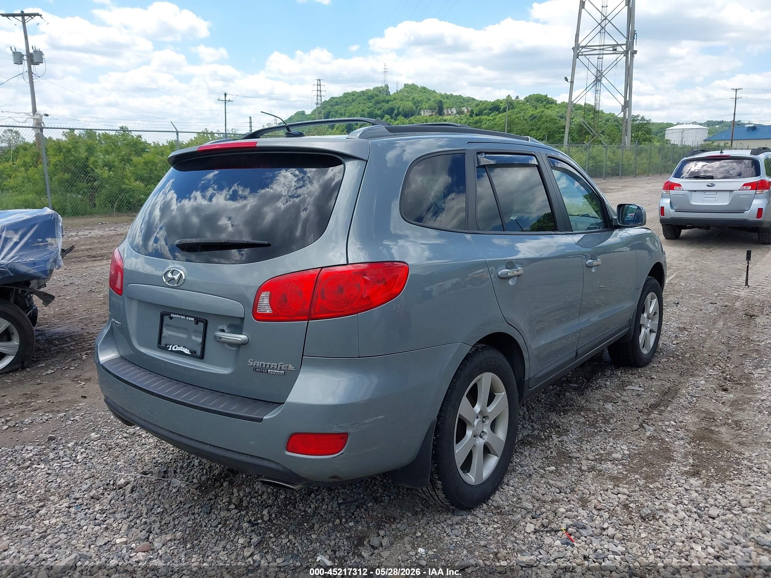 2008 Hyundai Santa Fe Limited/se Teal vin: 5NMSH73E48H163585
