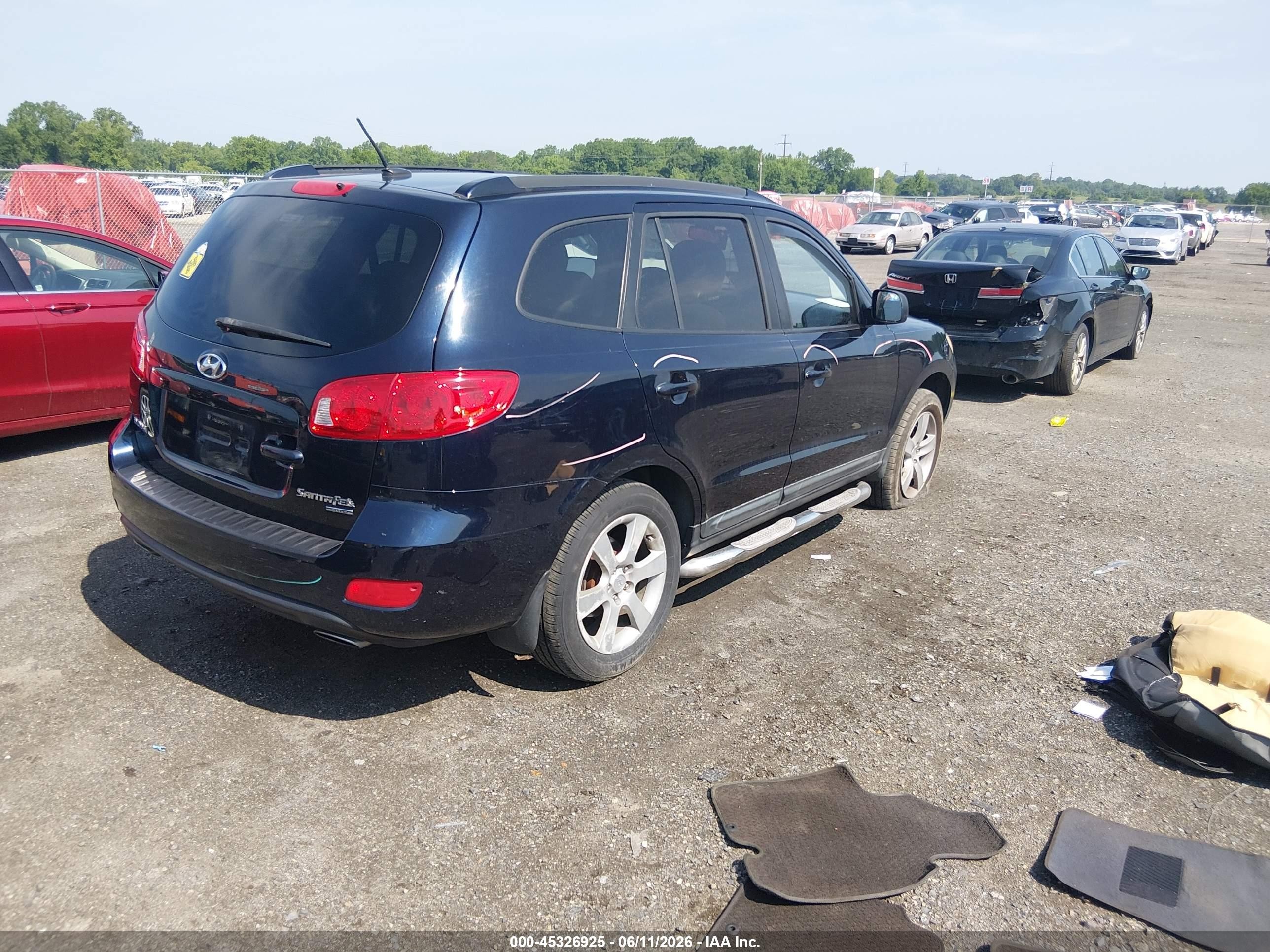 2008 Hyundai Santa Fe Limited/se Blue vin: 5NMSH73E48H166342