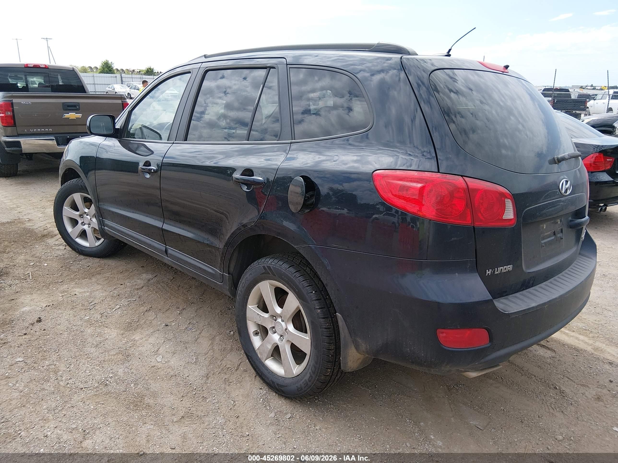 2008 Hyundai Santa Fe Limited/se Black vin: 5NMSH73E48H190625